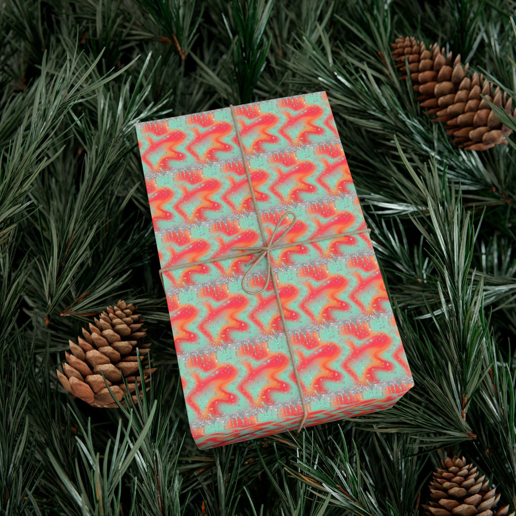 Abstract Coral Aqua Swirl Gift Wrap