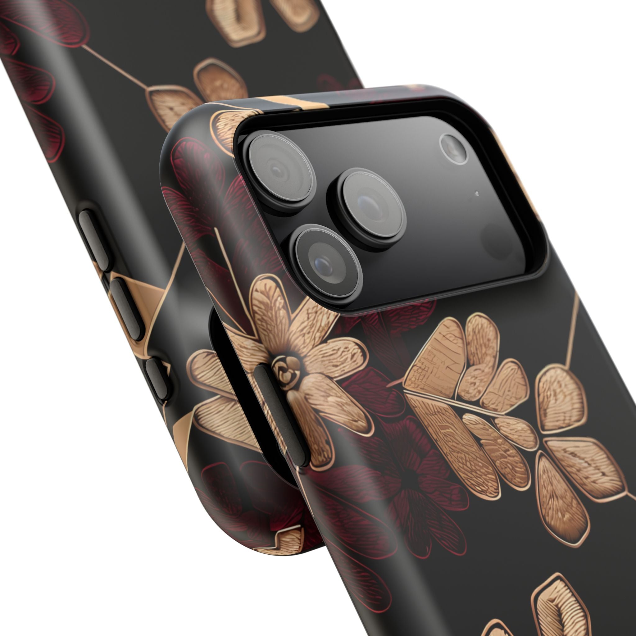 Gold Leaf Floral Phone Case | Impact-Resistant Case