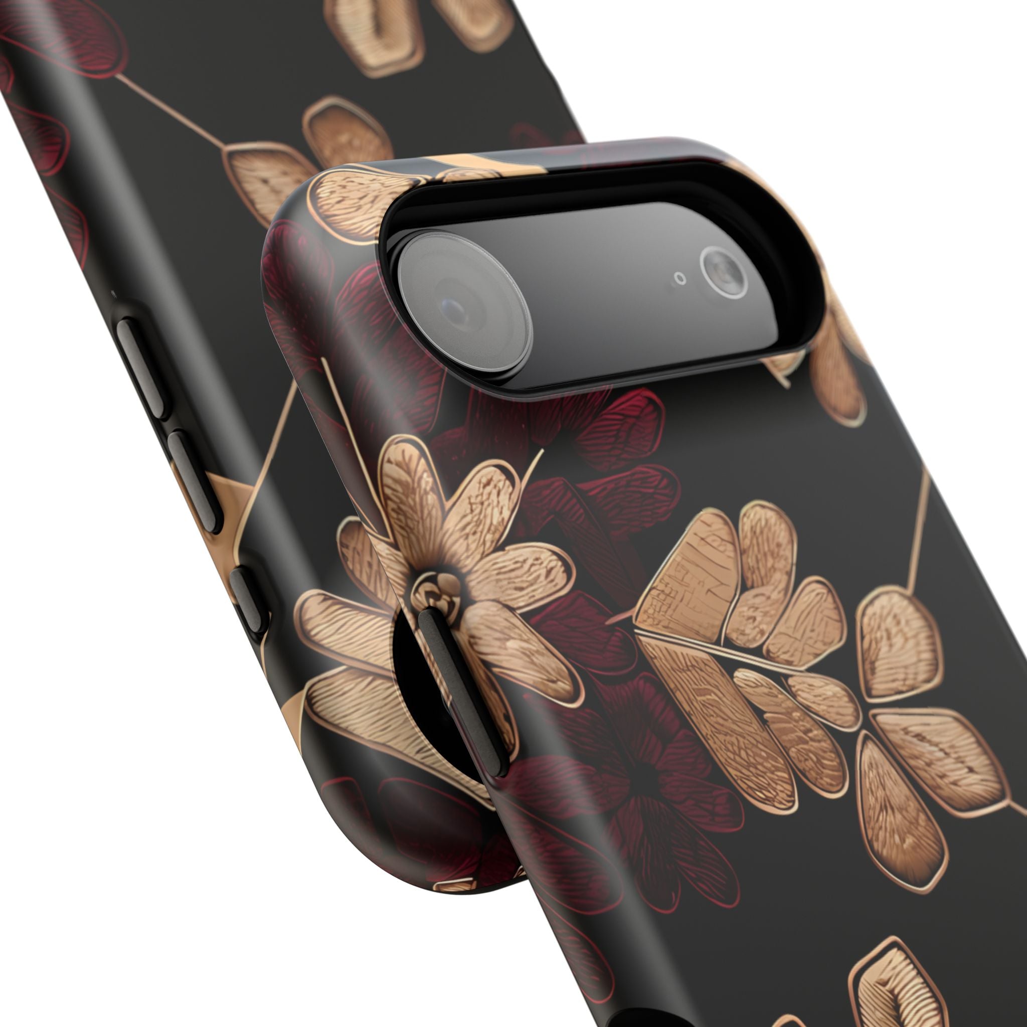 Gold Leaf Floral Phone Case | Impact-Resistant Case
