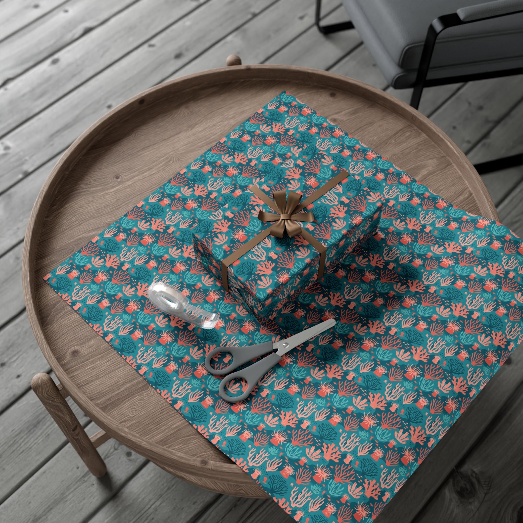 Coral Reef Pattern Gift Wrap Papers | Ocean Seaweed Shells Wrapping Paper
