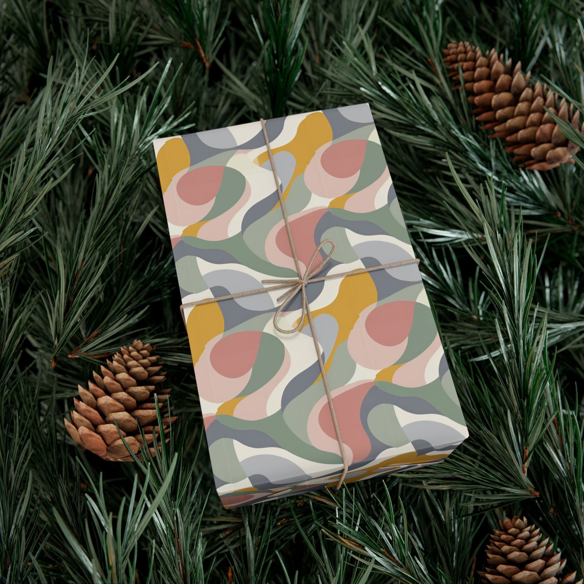Abstract Retro Swirl Gift Wrap Papers | Colorful Organic Pattern