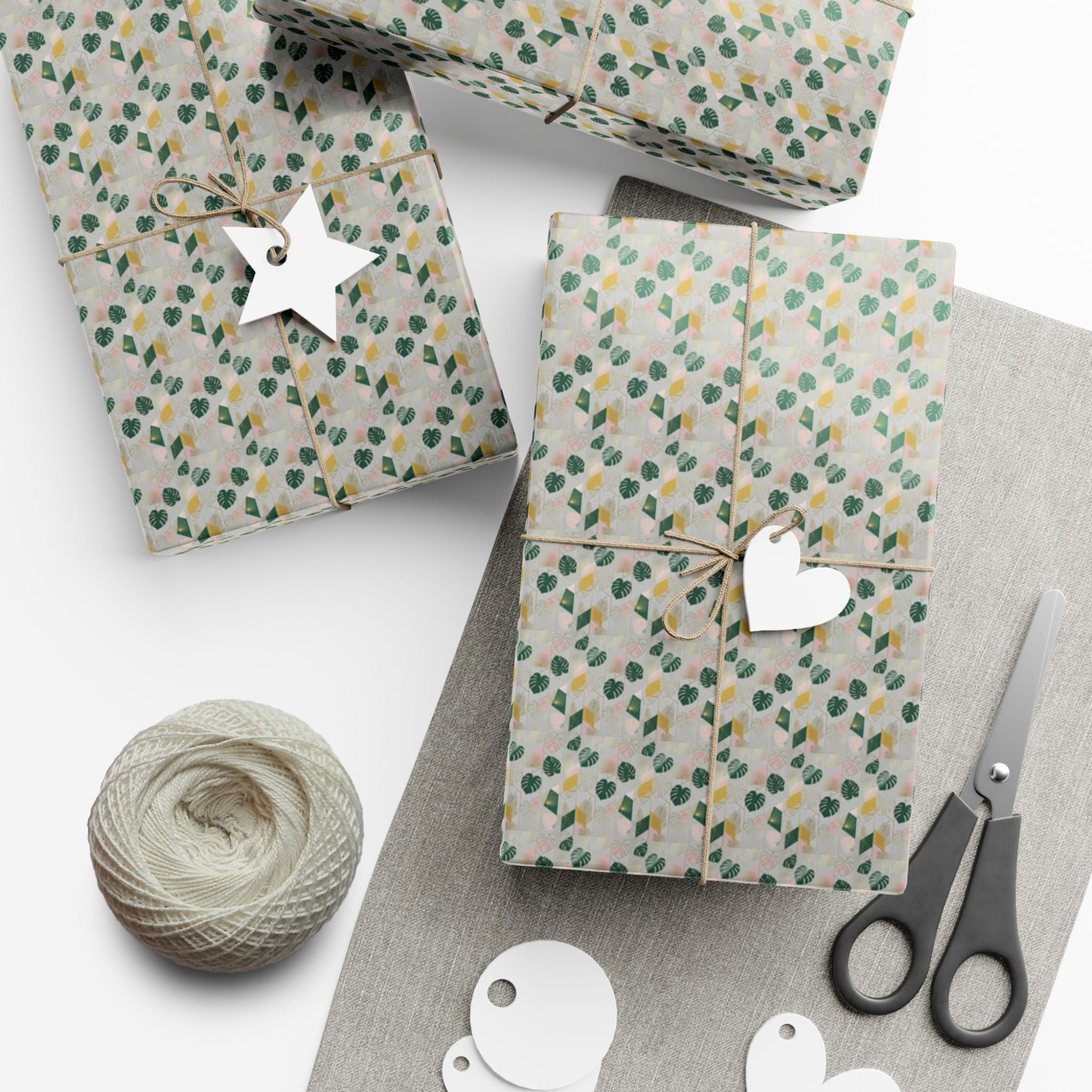 Abstract Leaf Pattern Gift Wrap, Botanical Wrapping Paper Roll | Neutral Green Beige