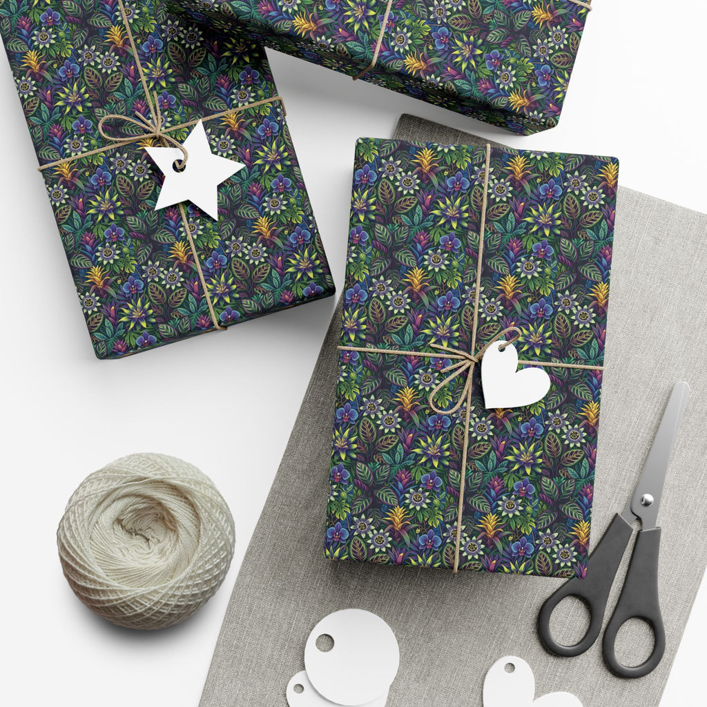 Dark Floral Pattern Gift Wrap Paper | Floral Wrapping Paper Roll