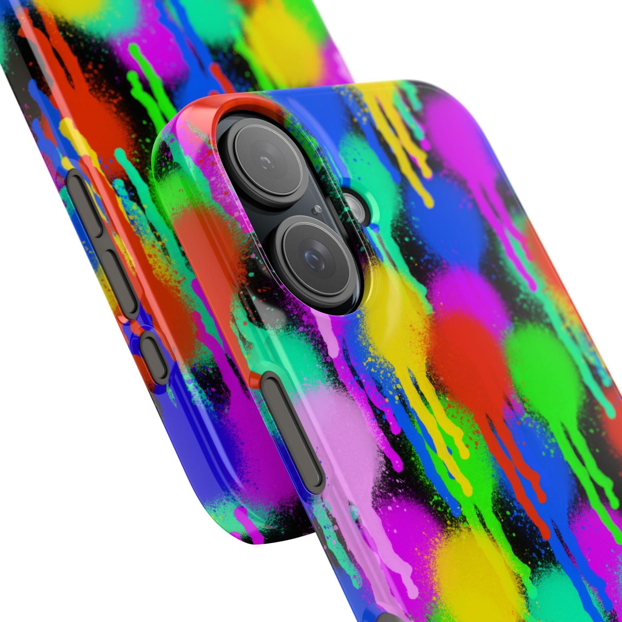Colorful Drip Spray Paint Dots Slim Phone Case | Neon Graffiti Pattern