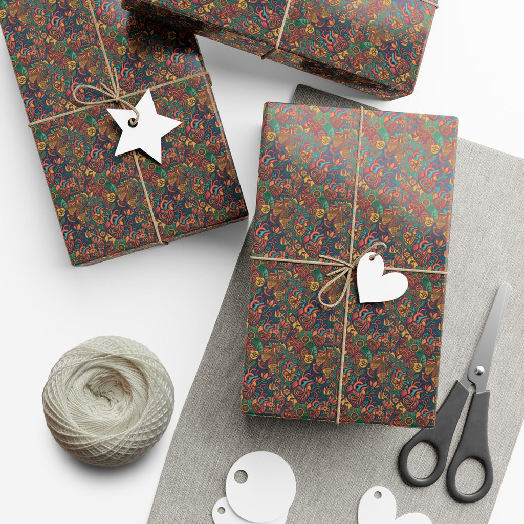Heart Mandala Gift Wrap Paper | Fall Bouquet Wrapping Paper