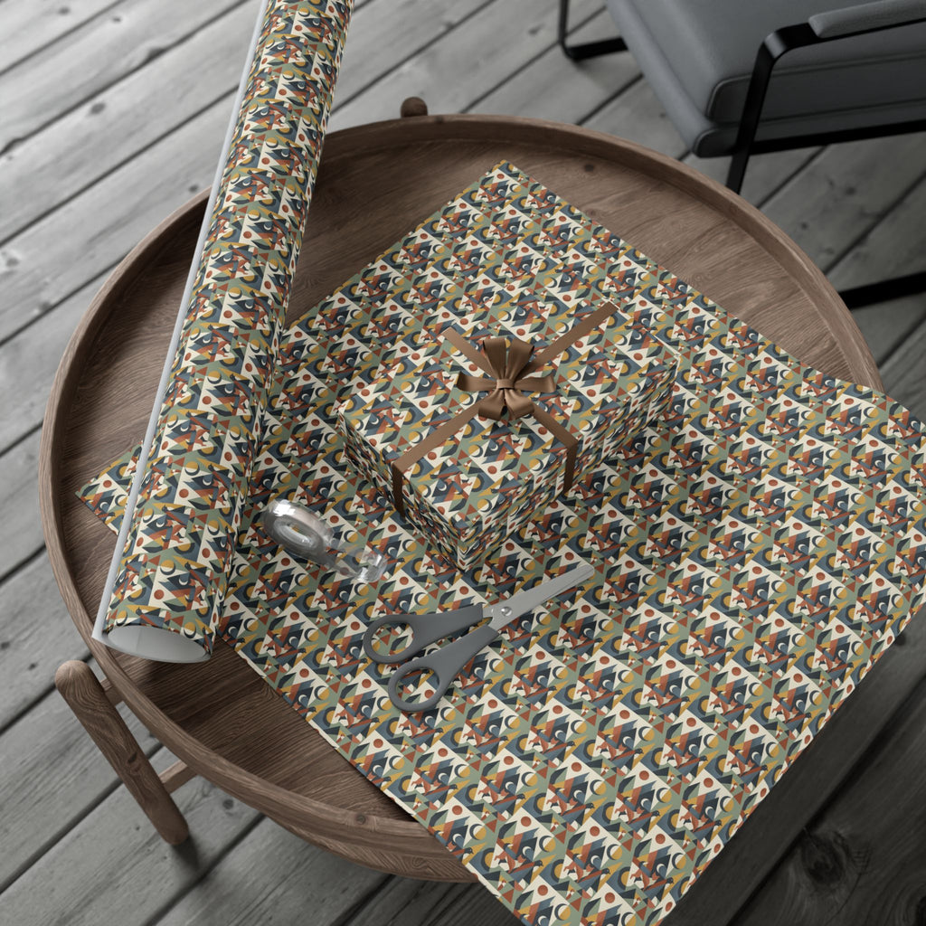 Abstract Geometric Pattern Gift Wrap Paper | Retro Mid-Century Wrapping Paper