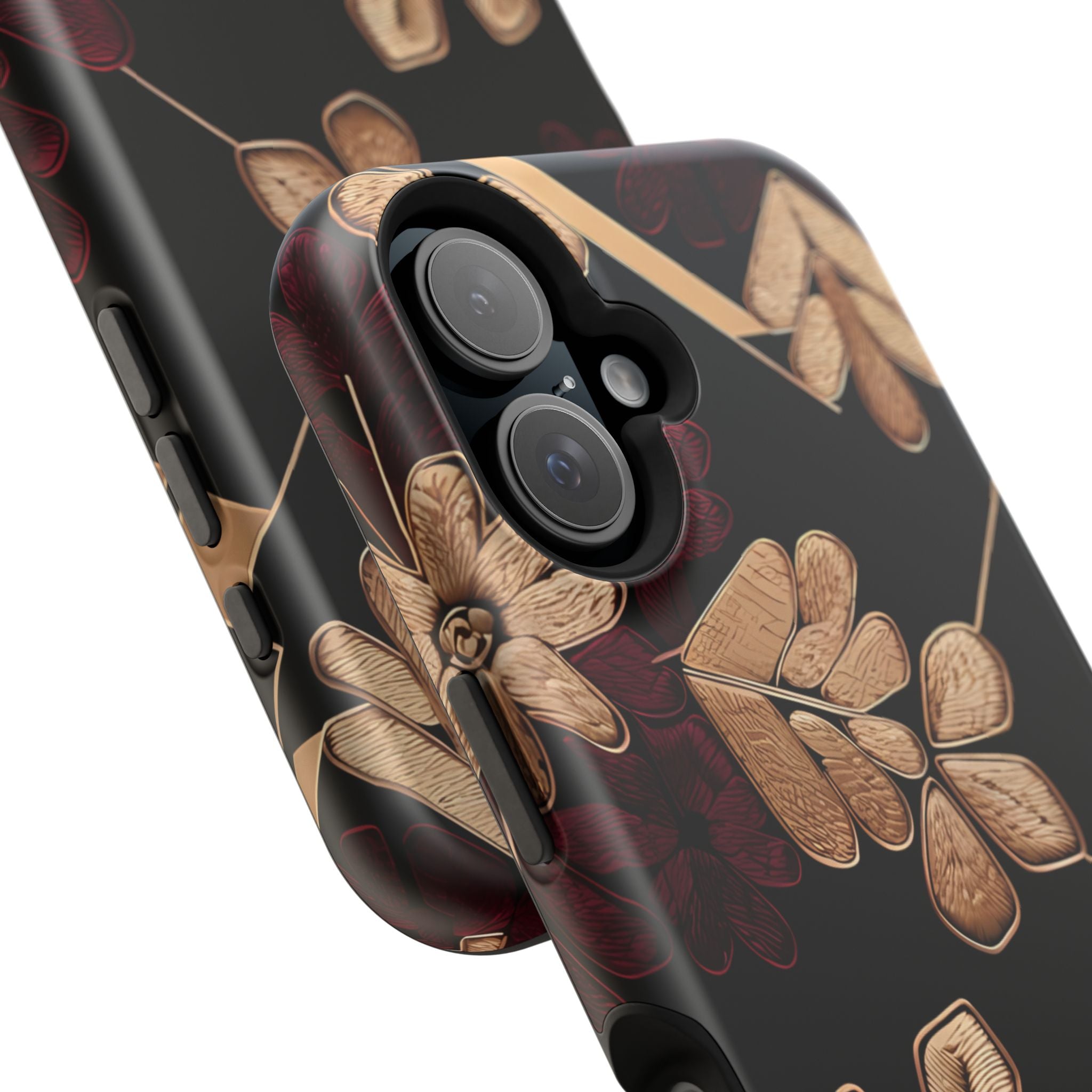 Gold Leaf Floral Phone Case | Impact-Resistant Case