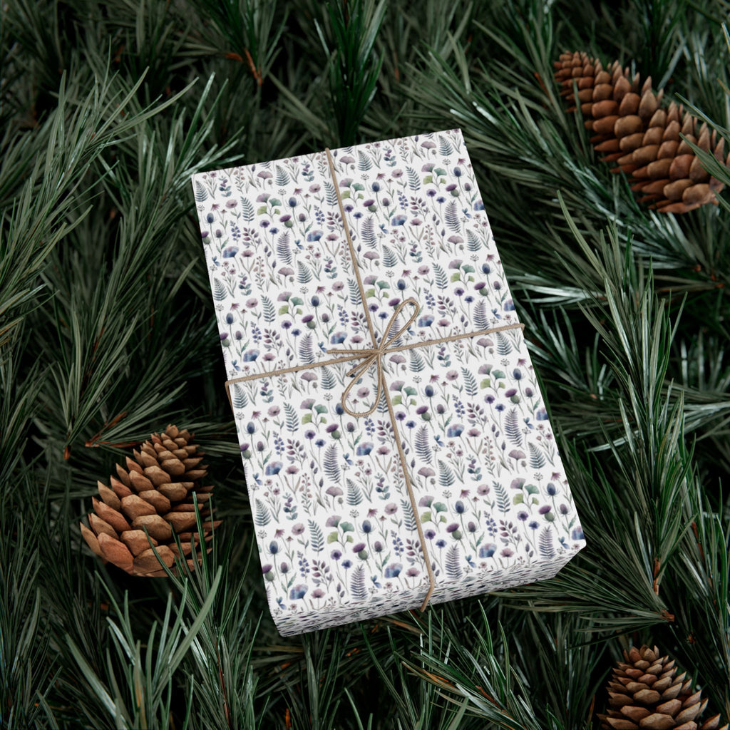 Tiny Lavender Floral Pattern Gift Wrap Paper | Neutral Botanical Wrapping