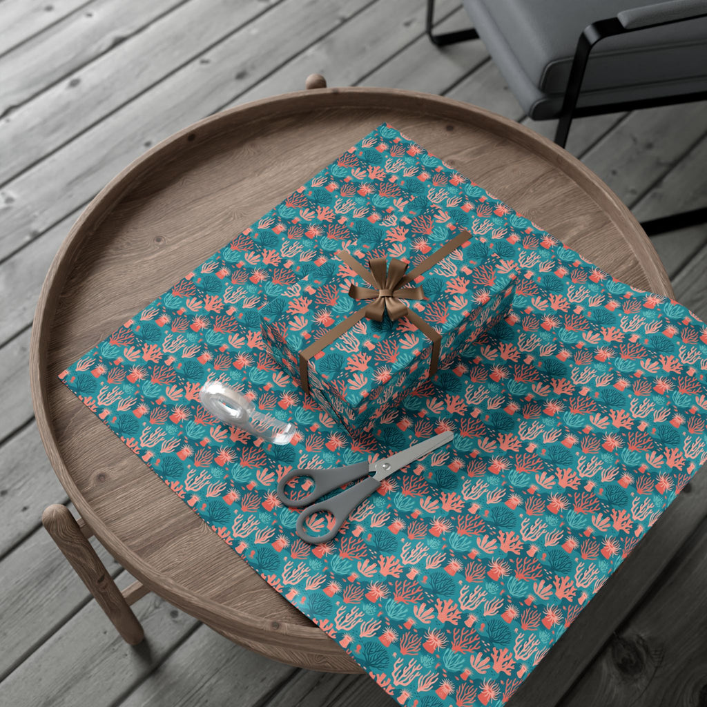 Coral Reef Pattern Gift Wrap Papers | Ocean Seaweed Shells Wrapping Paper