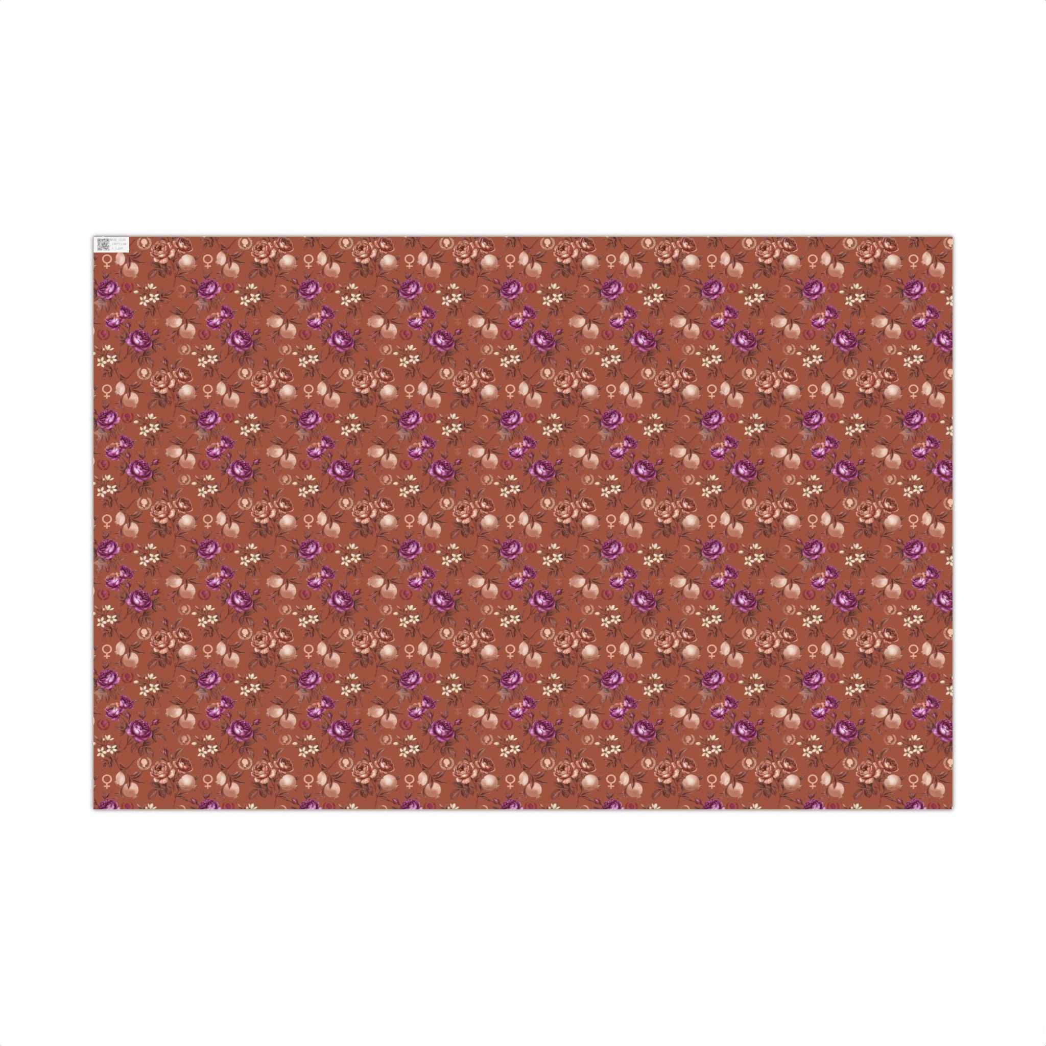 Rust Floral Pattern Gift Wrap Paper | Seamless Flower Wrapping Paper Roll