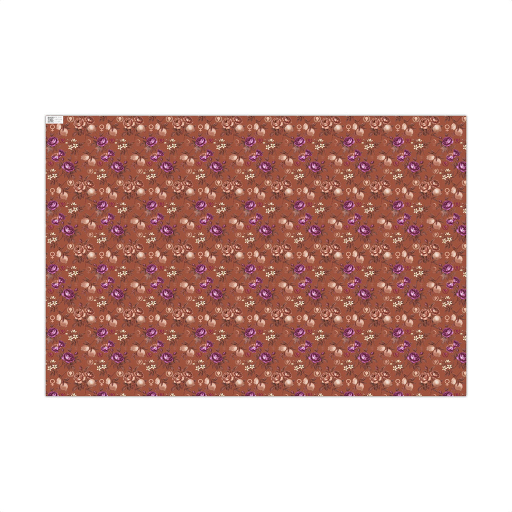 Rust Floral Pattern Gift Wrap Paper | Seamless Flower Wrapping Paper Roll