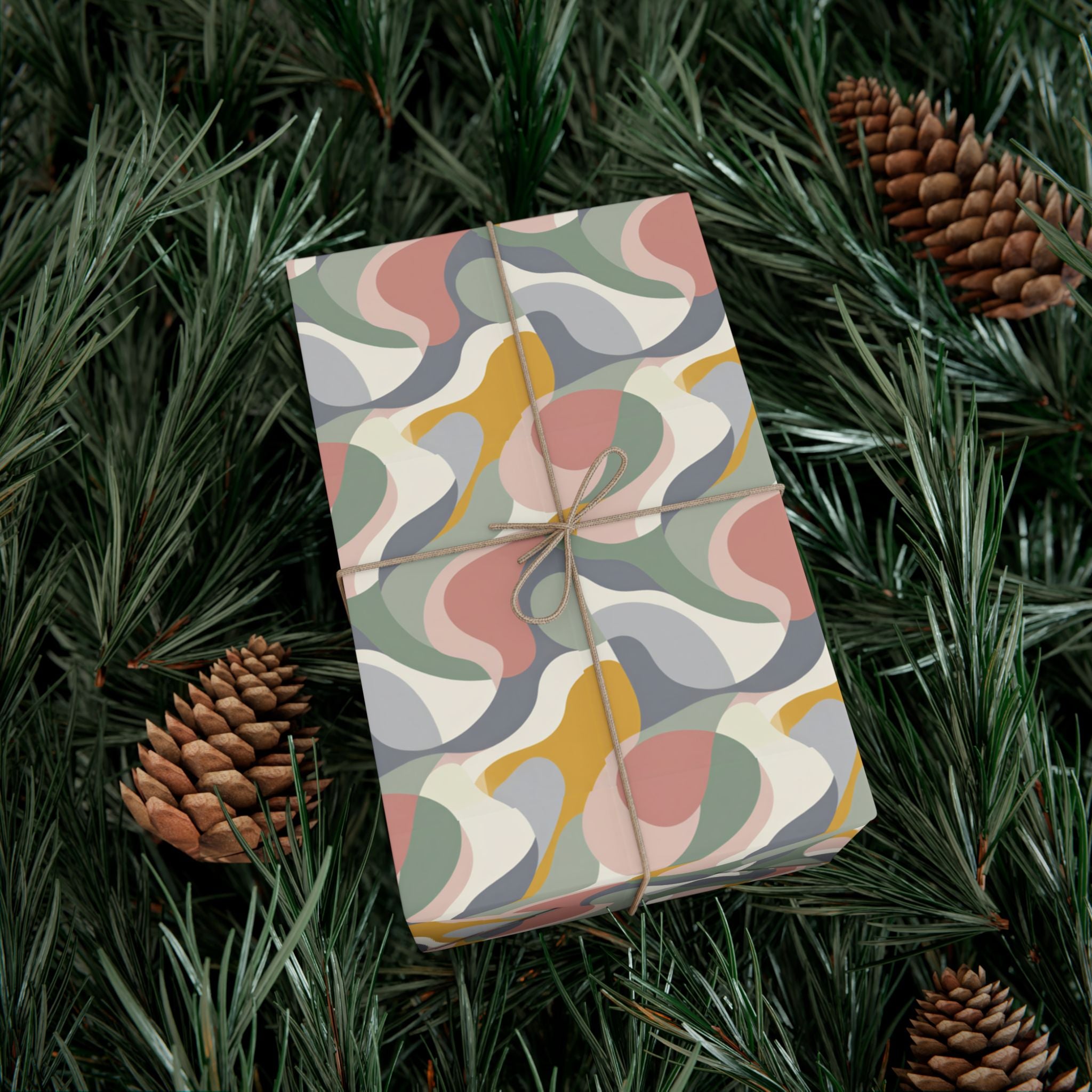 Abstract Retro Swirl Gift Wrap Papers | Colorful Organic Pattern