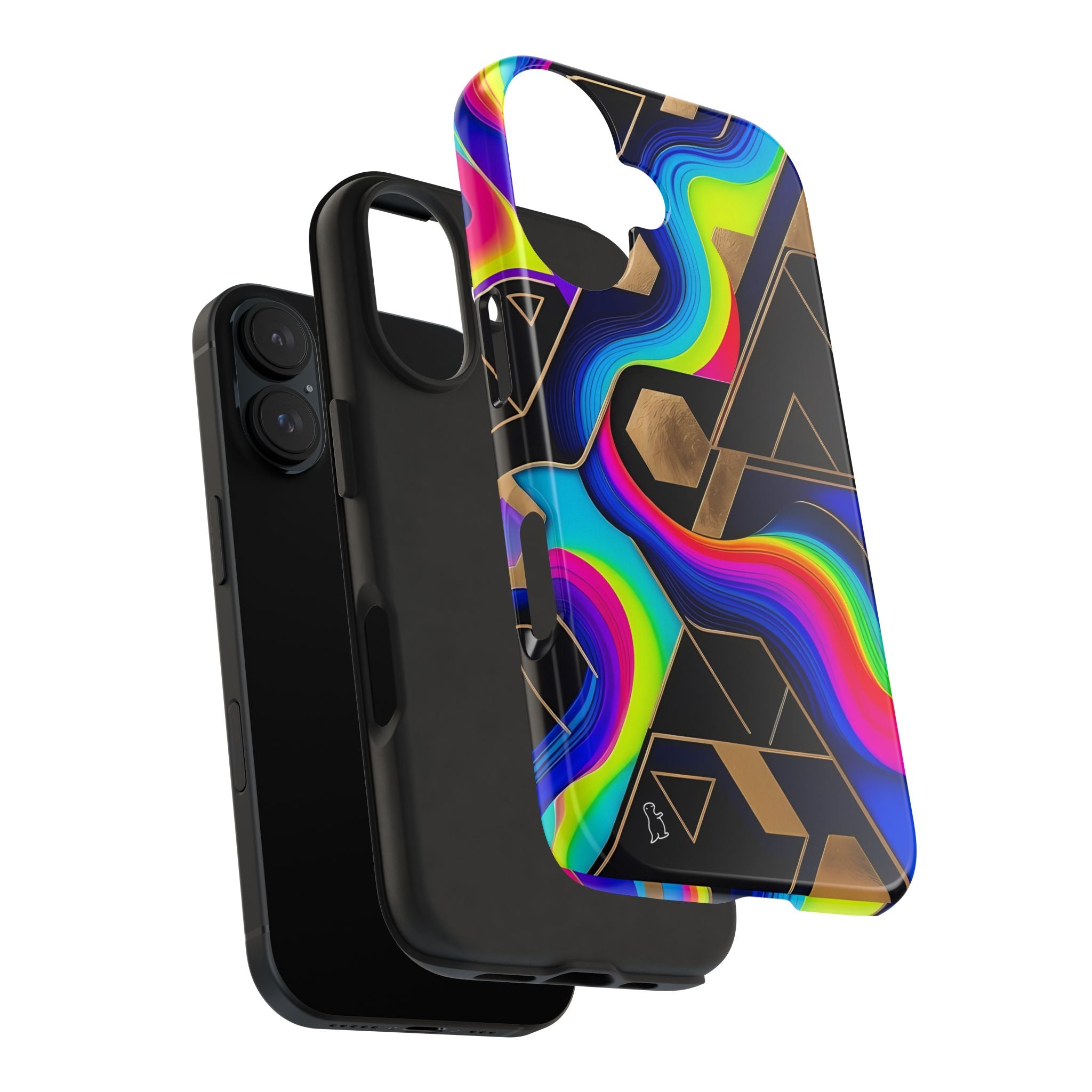 Rainbow Wave Geometric Tough Phone Case | Abstract Neon Prism