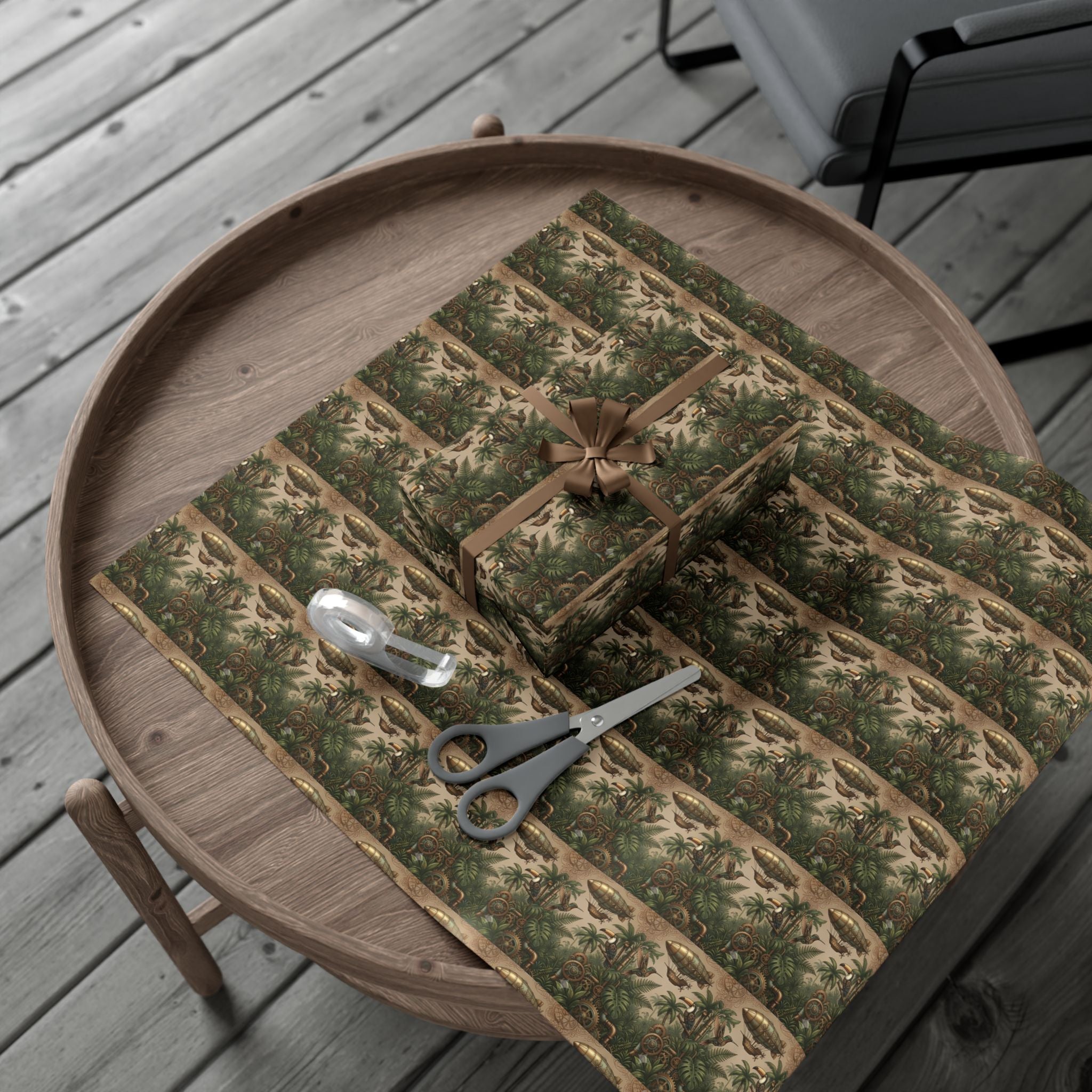 Vintage Jungle Pattern Gift Wrap Paper | Botanical Palm Wrapping Paper Roll