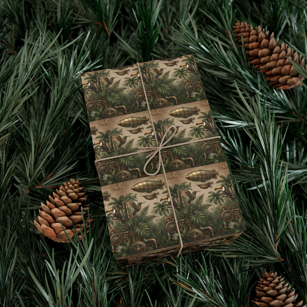 Vintage Jungle Pattern Gift Wrap Paper | Botanical Palm Wrapping Paper Roll