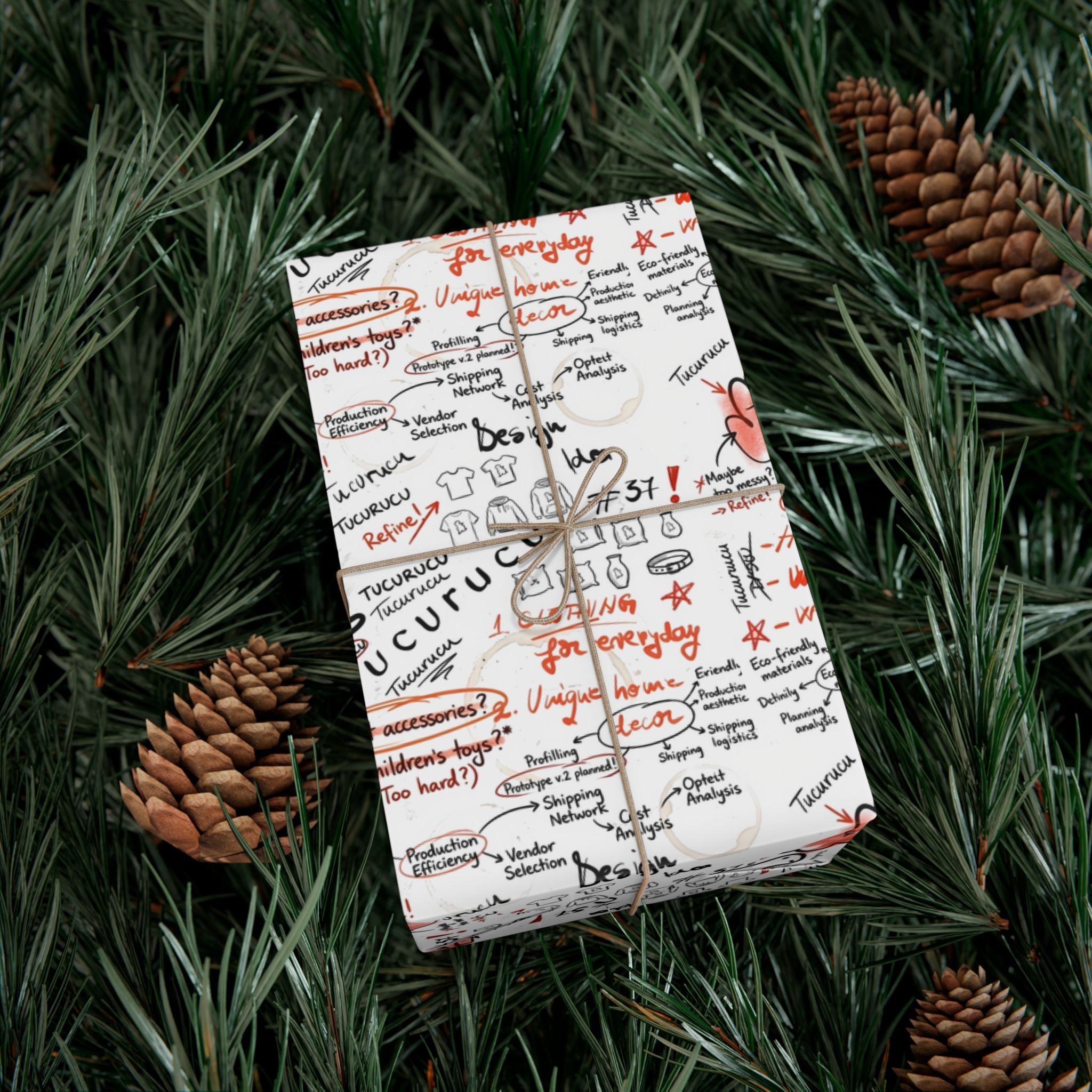 Handwritten Tucurucu Notes Pattern Gift Wrap Paper