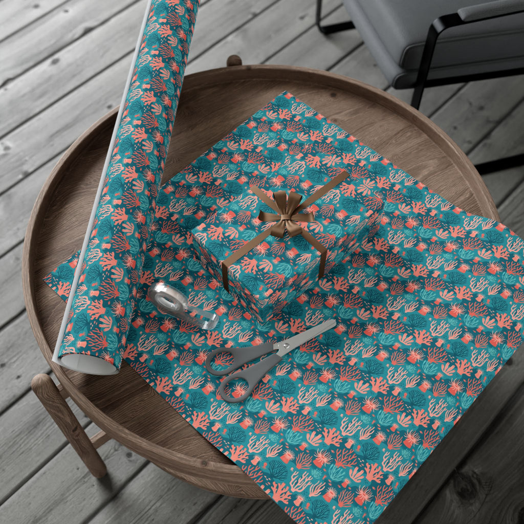 Coral Reef Pattern Gift Wrap Papers | Ocean Seaweed Shells Wrapping Paper