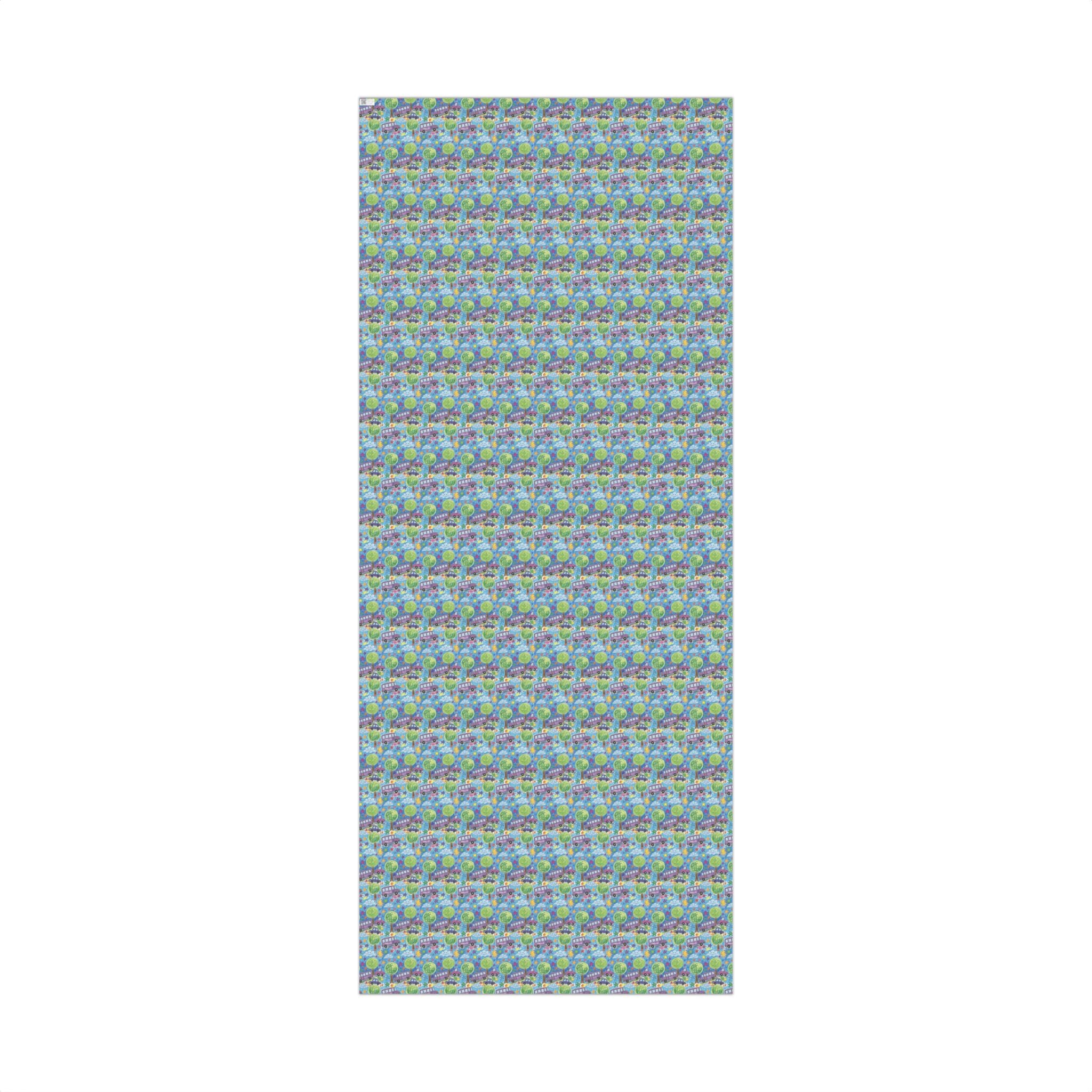 Whimsical Bus and Trees Pattern Gift Wrap Papers | Repeating Kids Wrapping Paper