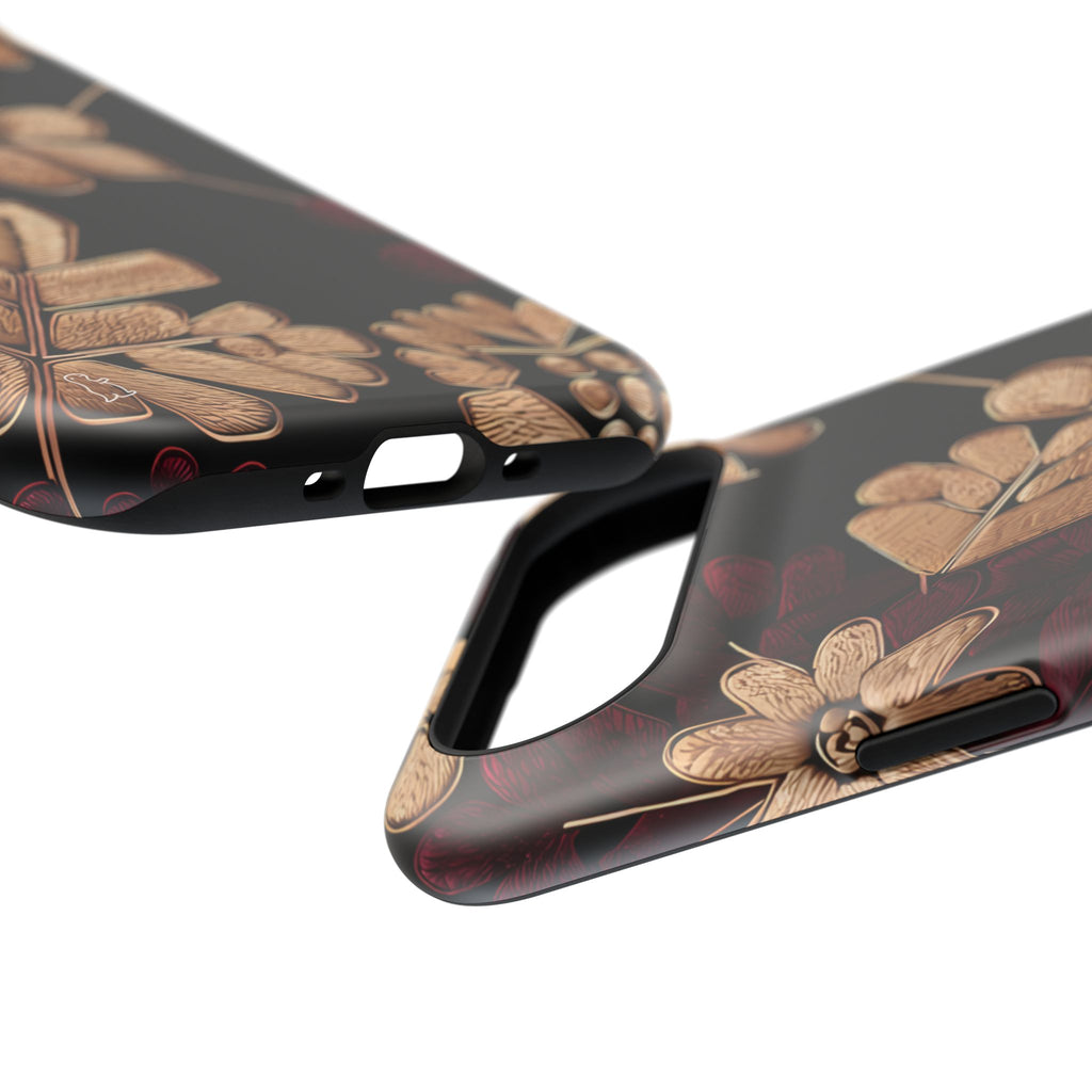Gold Leaf Floral Phone Case | Impact-Resistant Case
