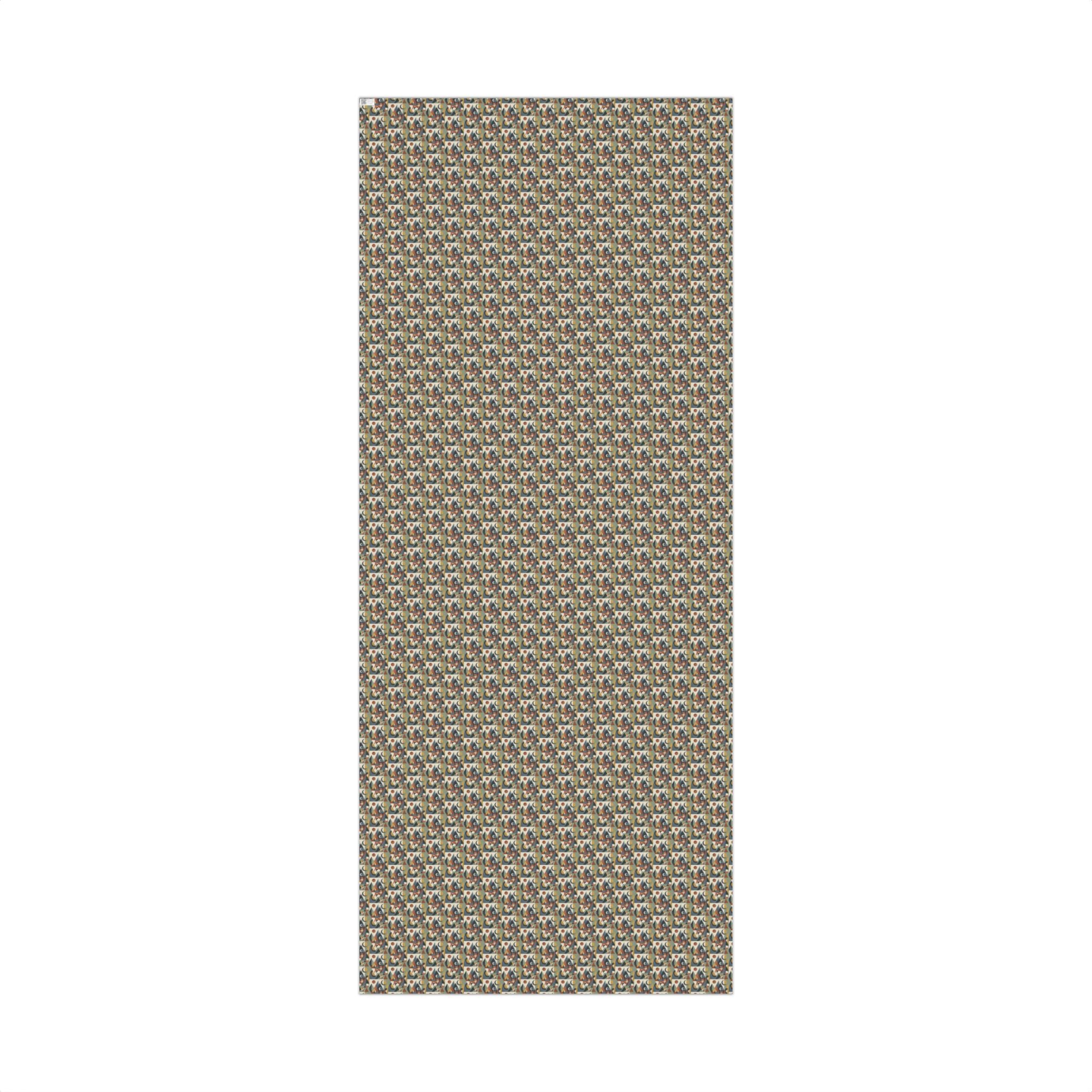 Abstract Geometric Pattern Gift Wrap Paper | Retro Mid-Century Wrapping Paper