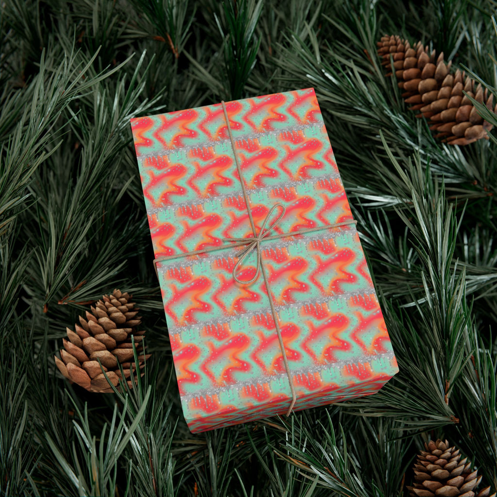 Abstract Coral Aqua Swirl Gift Wrap