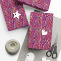 Psychedelic Lip PWR Pattern Gift Wrap Paper | Pink Swirl Wrapping Paper
