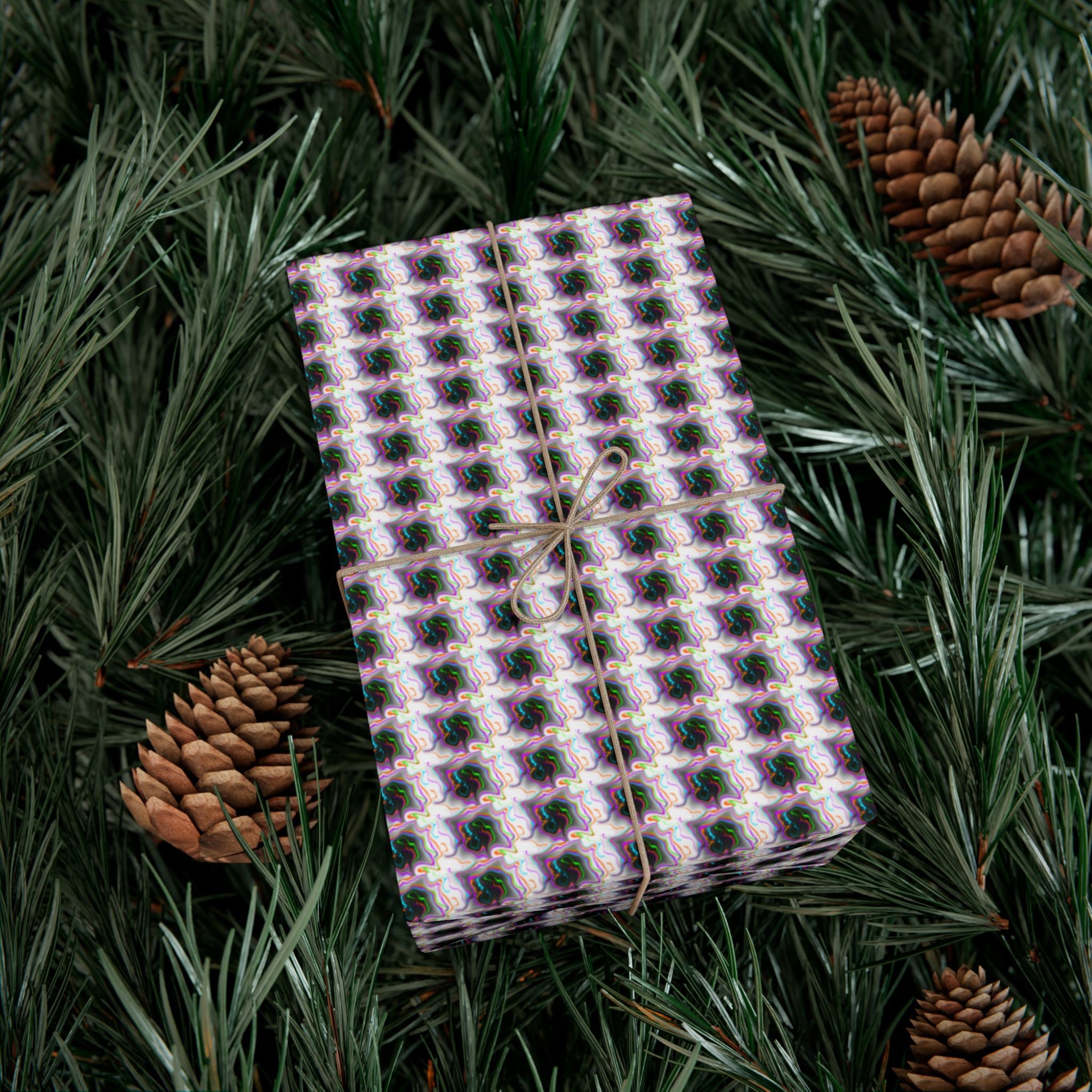 Purple Geometric Grid Gift Wrap Paper | Wrapping Paper Roll
