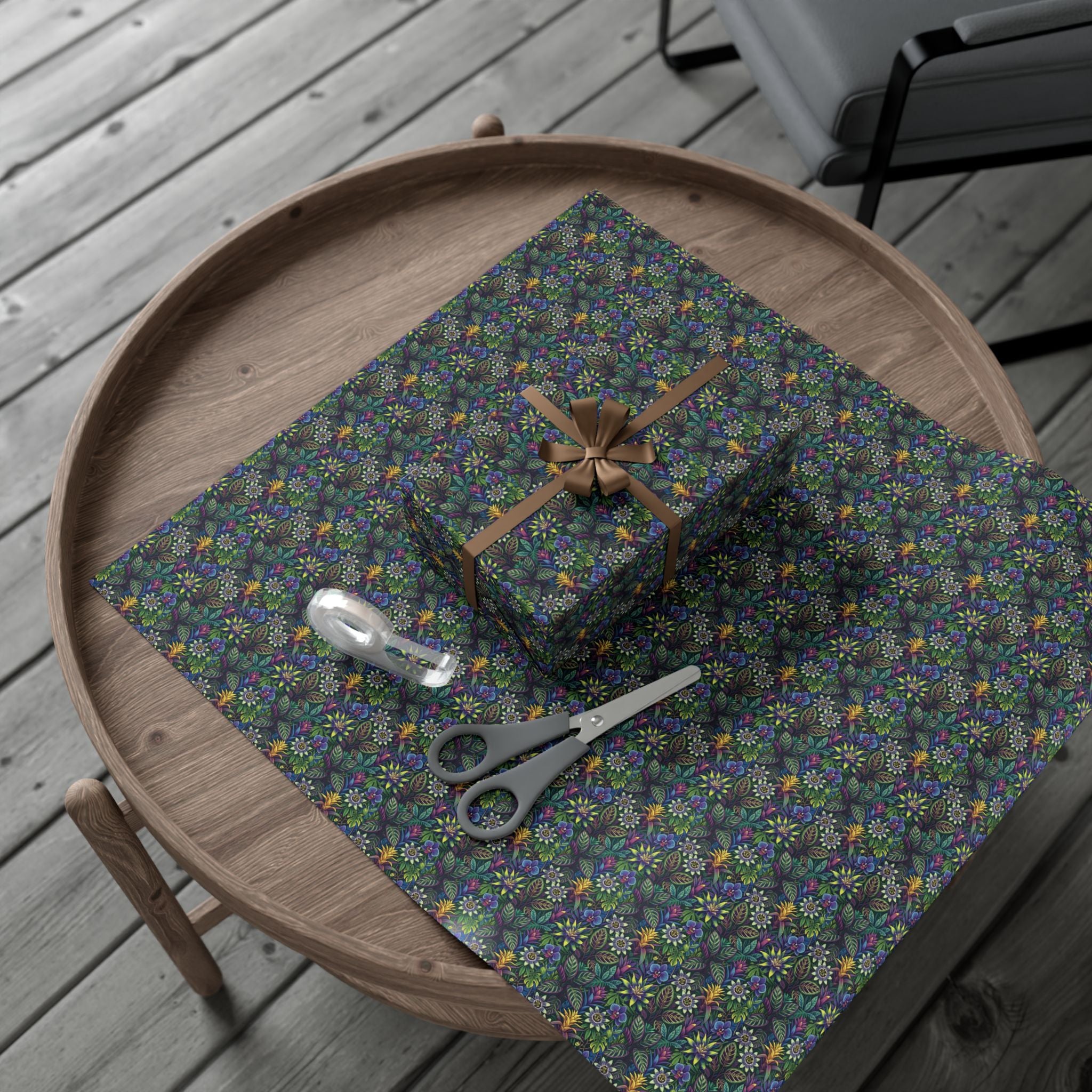 Dark Floral Pattern Gift Wrap Paper | Floral Wrapping Paper Roll