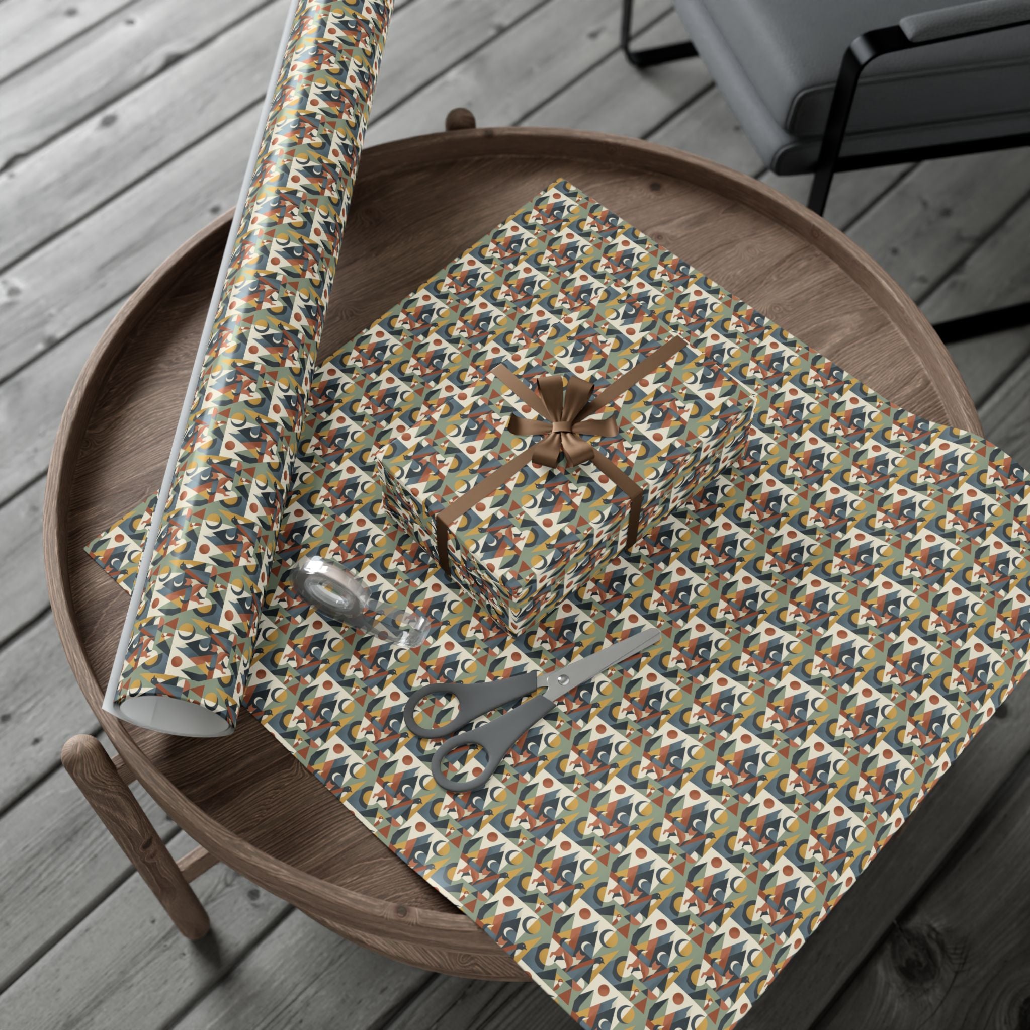 Abstract Geometric Pattern Gift Wrap Paper | Retro Mid-Century Wrapping Paper