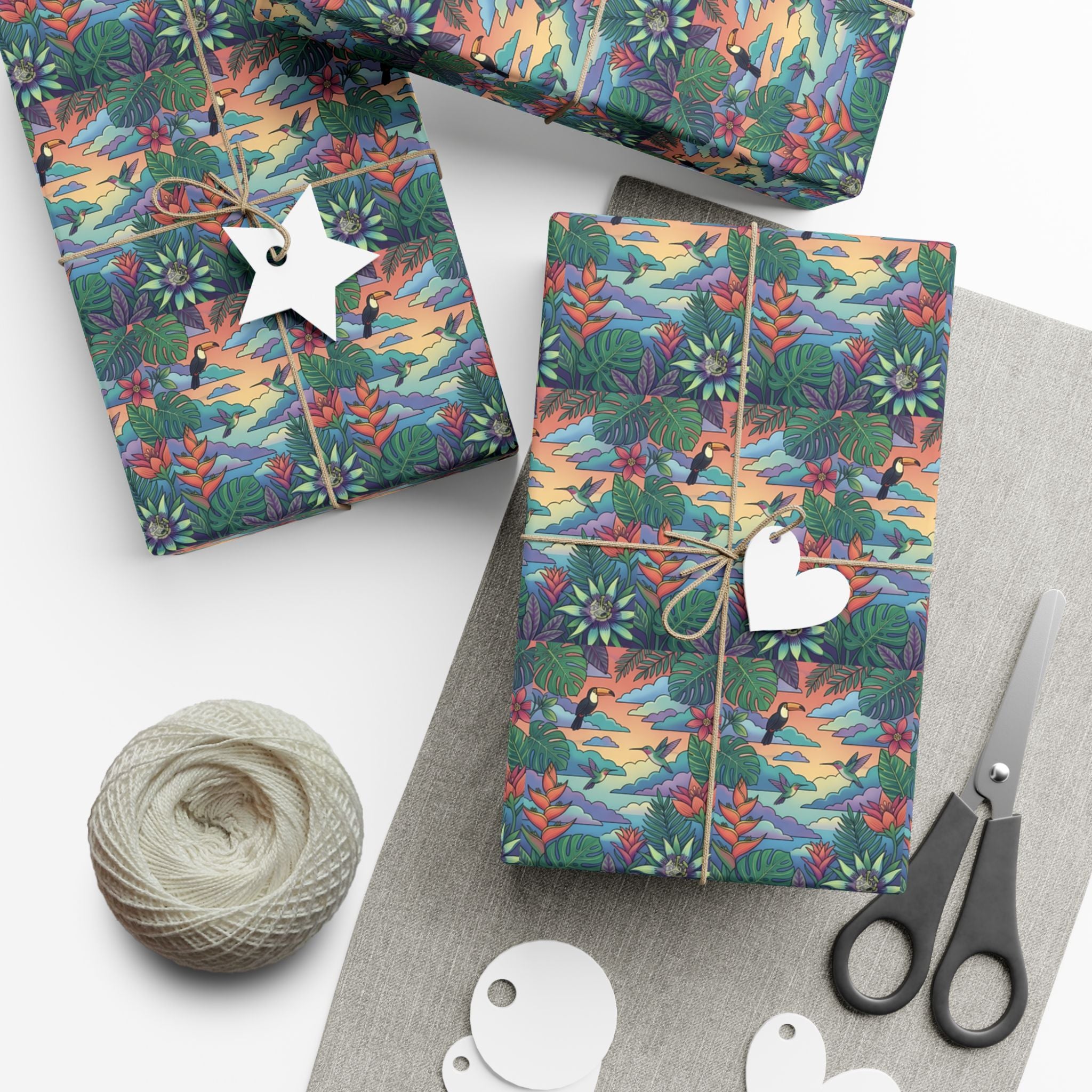 Tropical Floral Pattern Gift Wrap Papers | Botanical Jungle Wrapping Paper Roll