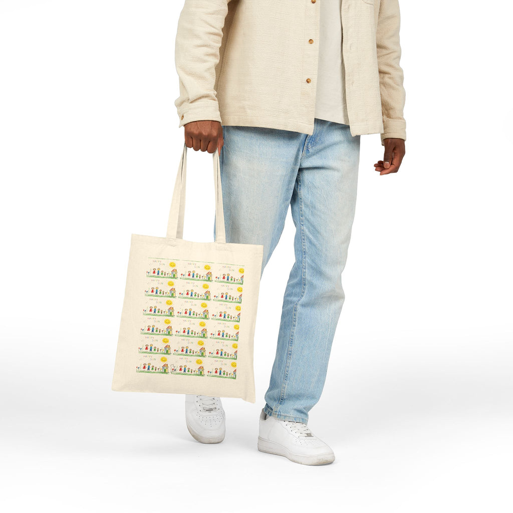 Canvas Tote Bag — Cute Sunflower Garden Pattern Eco Shopper
