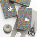 Abstract Vintage Cartoon Space Pattern Gift Wrap Papers | Blue Orange Floral Wrapping Paper