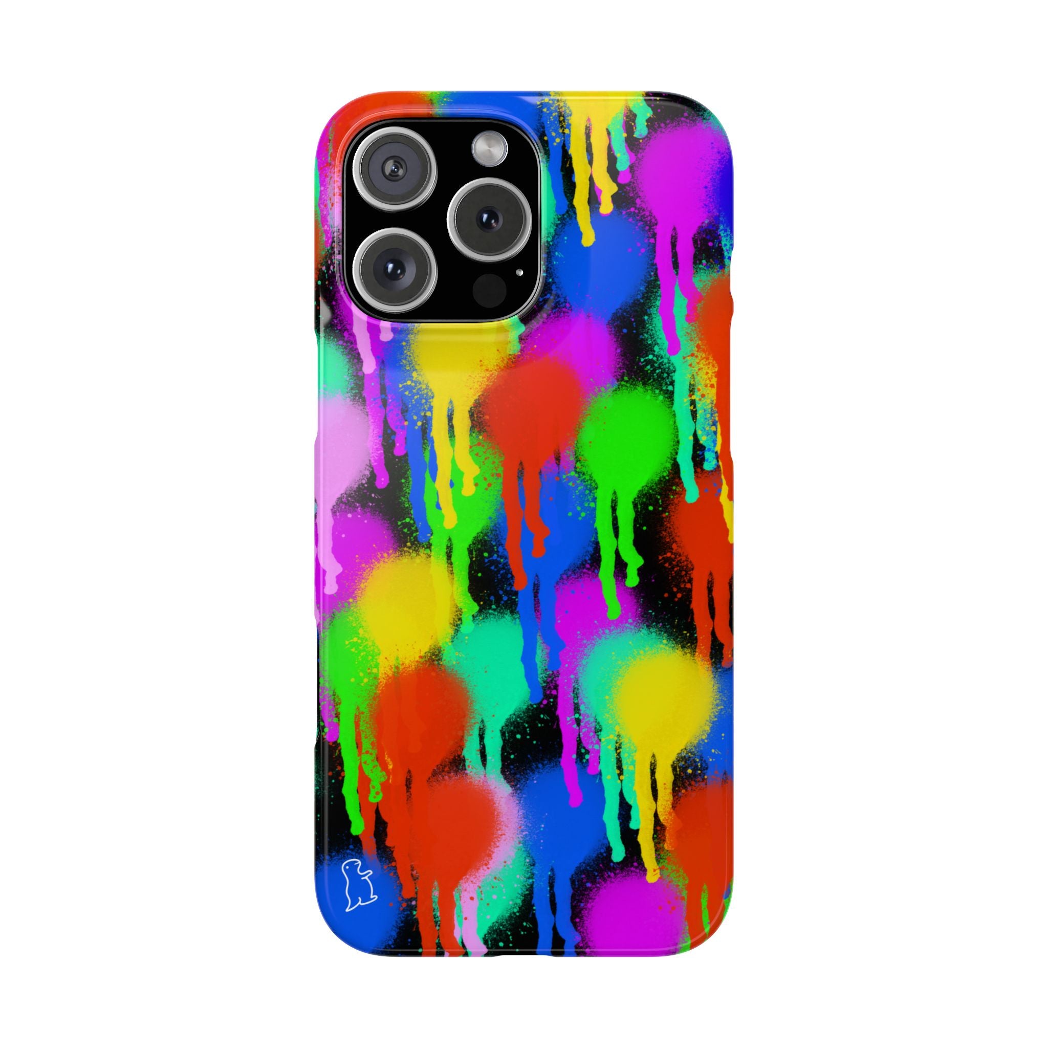 Colorful Drip Spray Paint Dots Slim Phone Case | Neon Graffiti Pattern