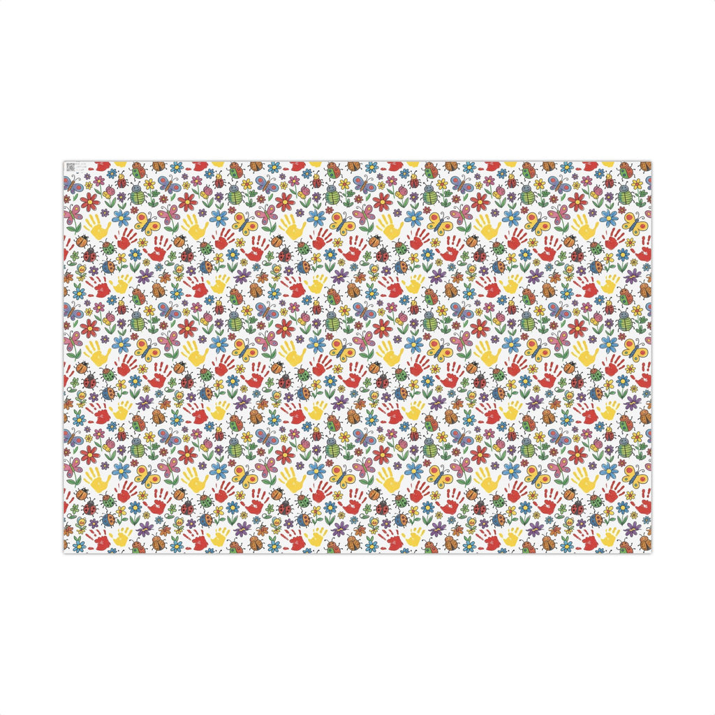 Kids Handprint Flowers Pattern Gift Wrap Paper | Floral Children's Wrapping