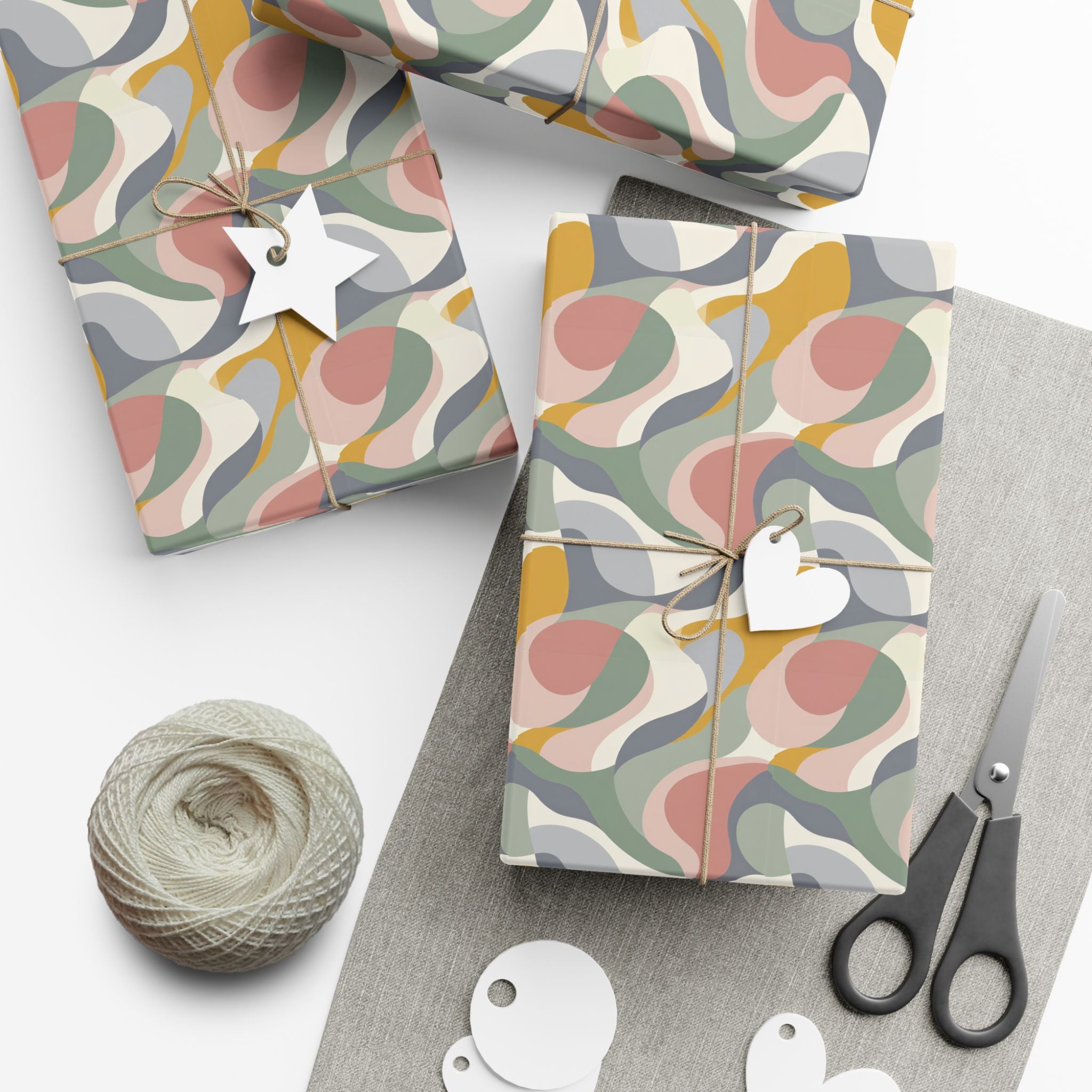 Abstract Retro Swirl Gift Wrap Papers | Colorful Organic Pattern