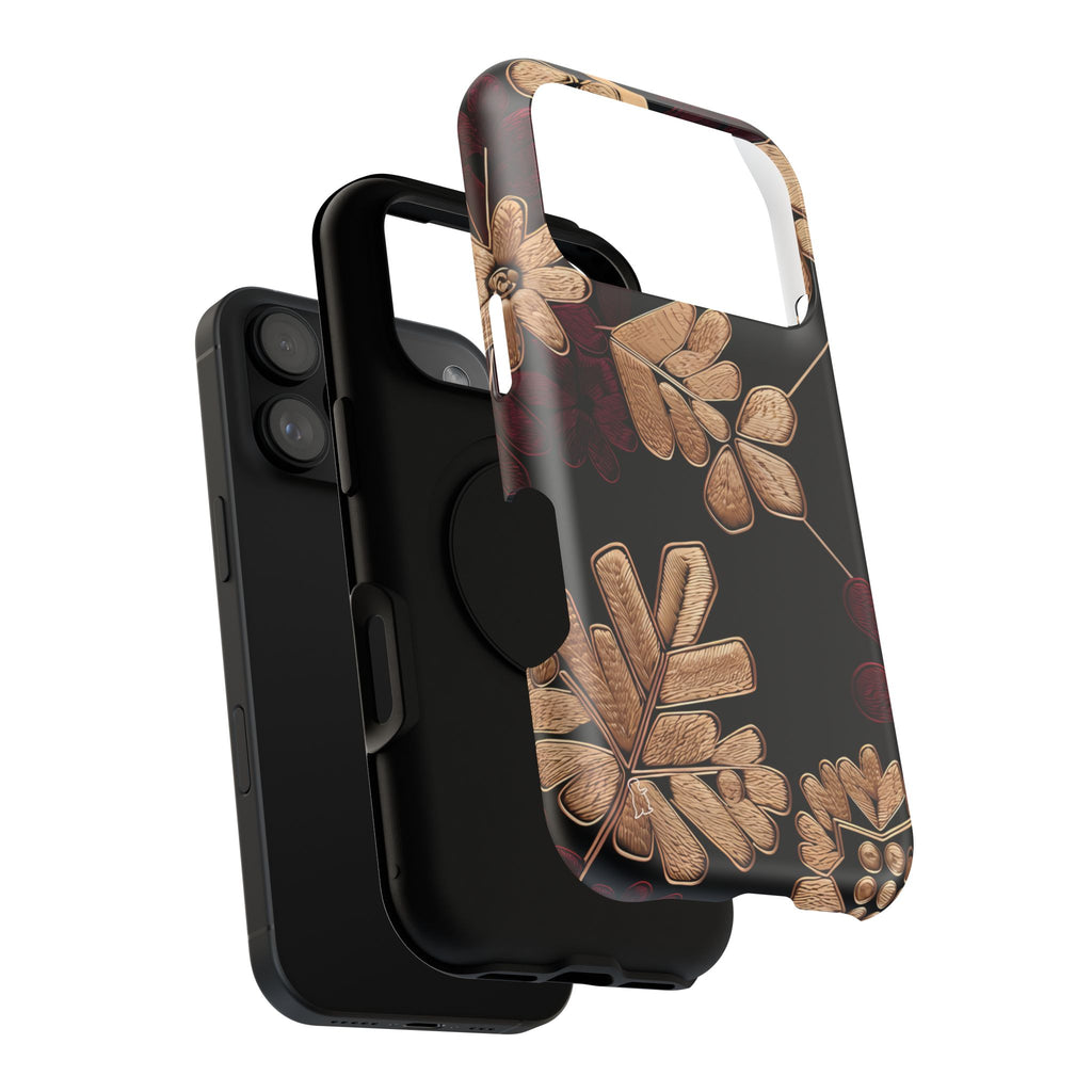 Gold Leaf Floral Phone Case | Impact-Resistant Case