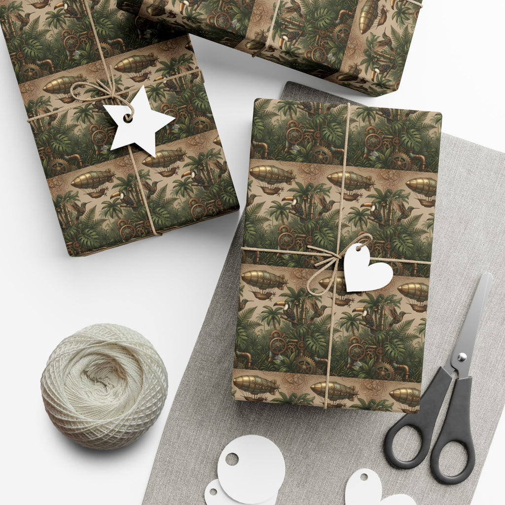 Vintage Jungle Pattern Gift Wrap Paper | Botanical Palm Wrapping Paper Roll