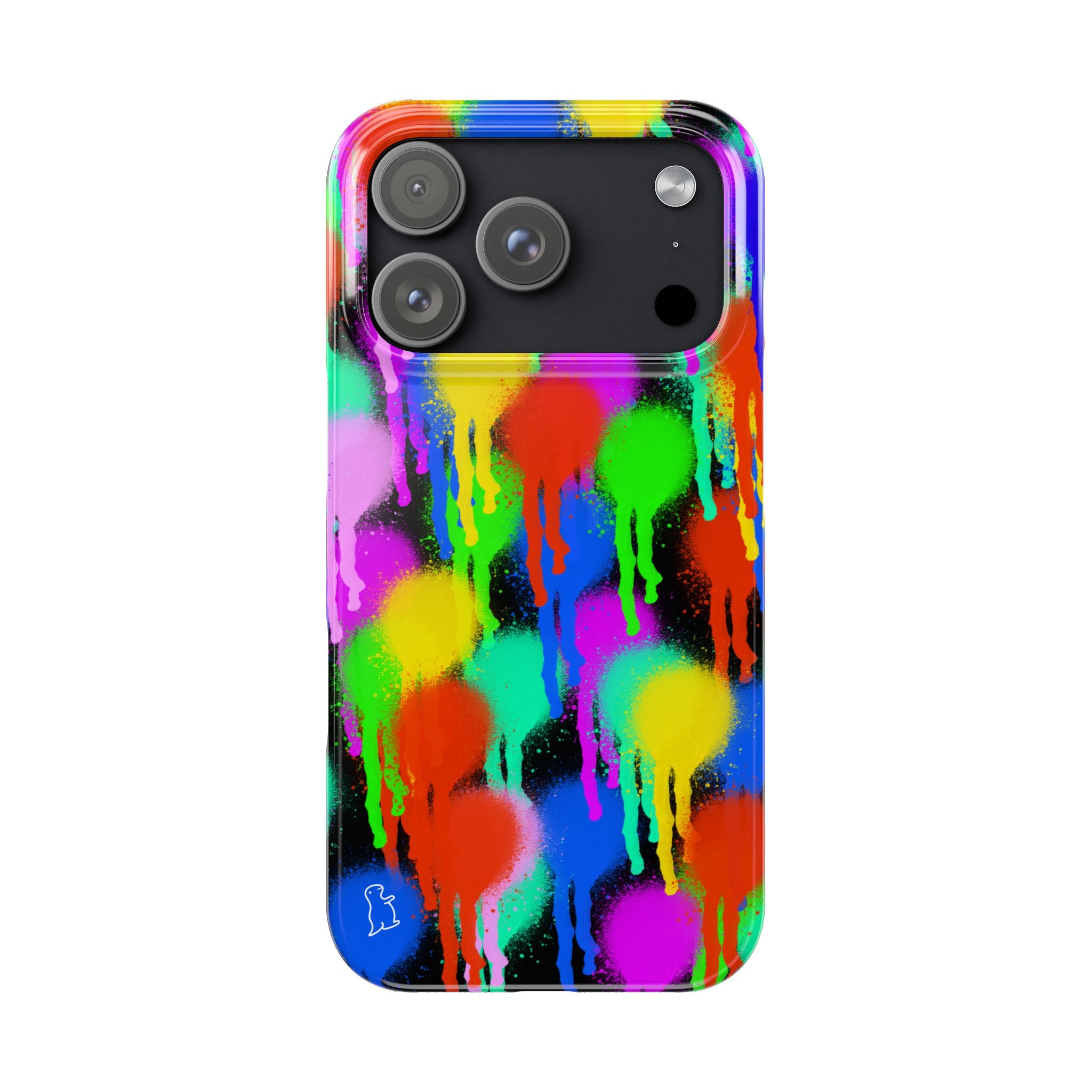 Colorful Drip Spray Paint Dots Slim Phone Case | Neon Graffiti Pattern