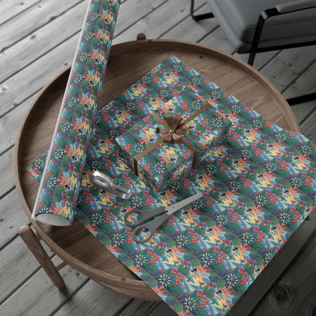 Tropical Floral Pattern Gift Wrap Papers | Botanical Jungle Wrapping Paper Roll