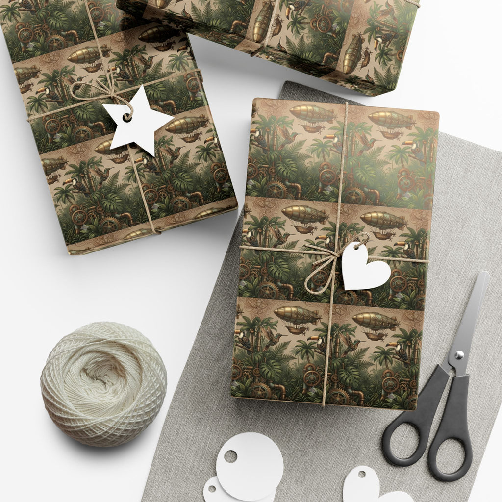 Vintage Jungle Pattern Gift Wrap Paper | Botanical Palm Wrapping Paper Roll