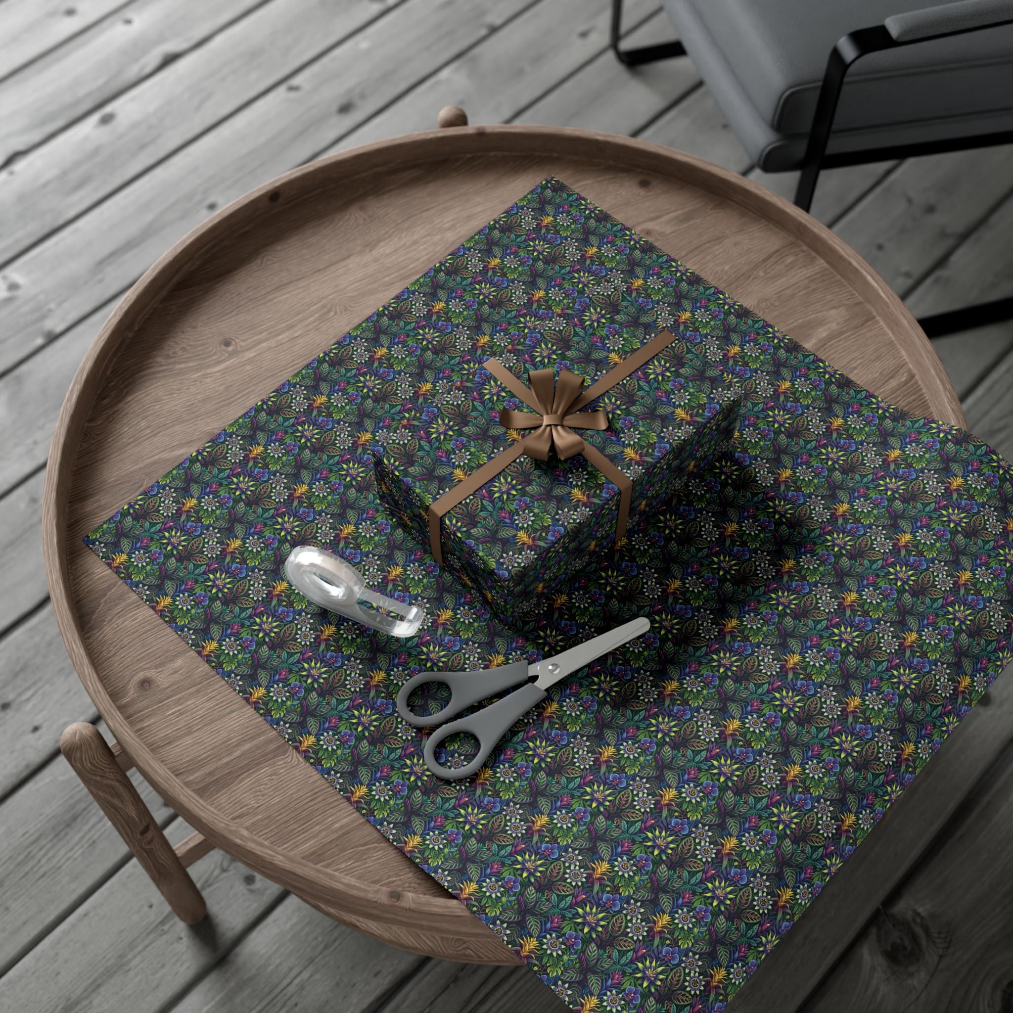 Dark Floral Pattern Gift Wrap Paper | Floral Wrapping Paper Roll