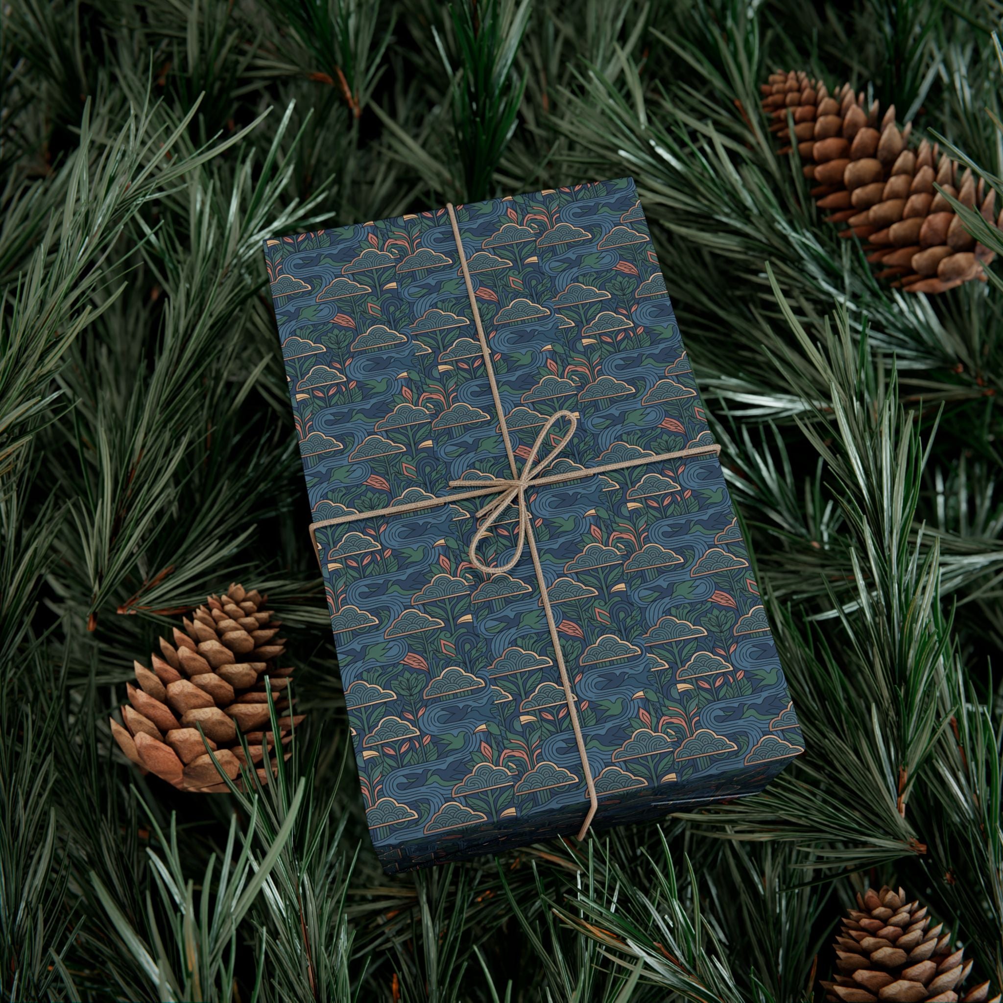 Blue Geometric Hills gift wrap paper | Repeating pattern, Landscape motif