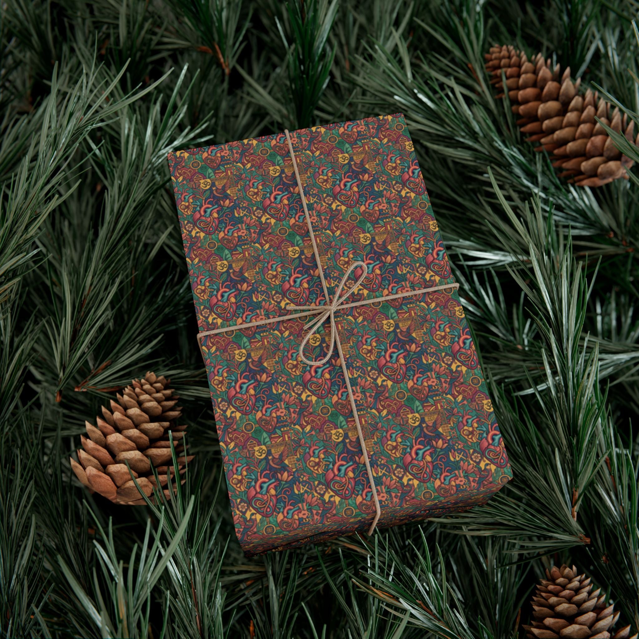 Heart Mandala Gift Wrap Paper | Fall Bouquet Wrapping Paper