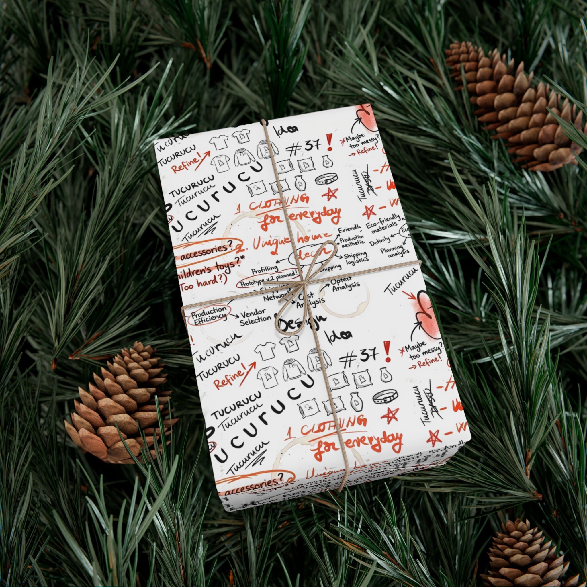 Handwritten Tucurucu Notes Pattern Gift Wrap Paper