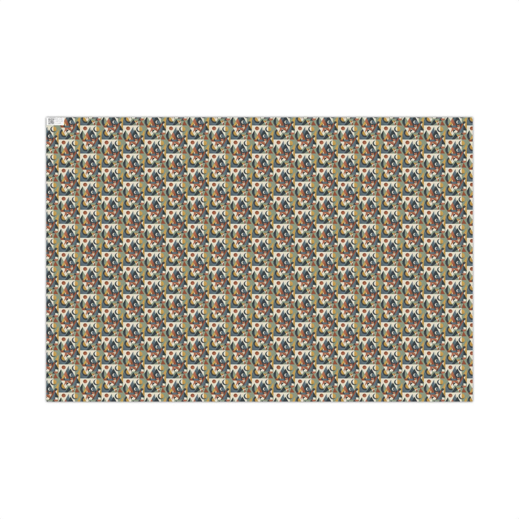 Abstract Geometric Pattern Gift Wrap Paper | Retro Mid-Century Wrapping Paper