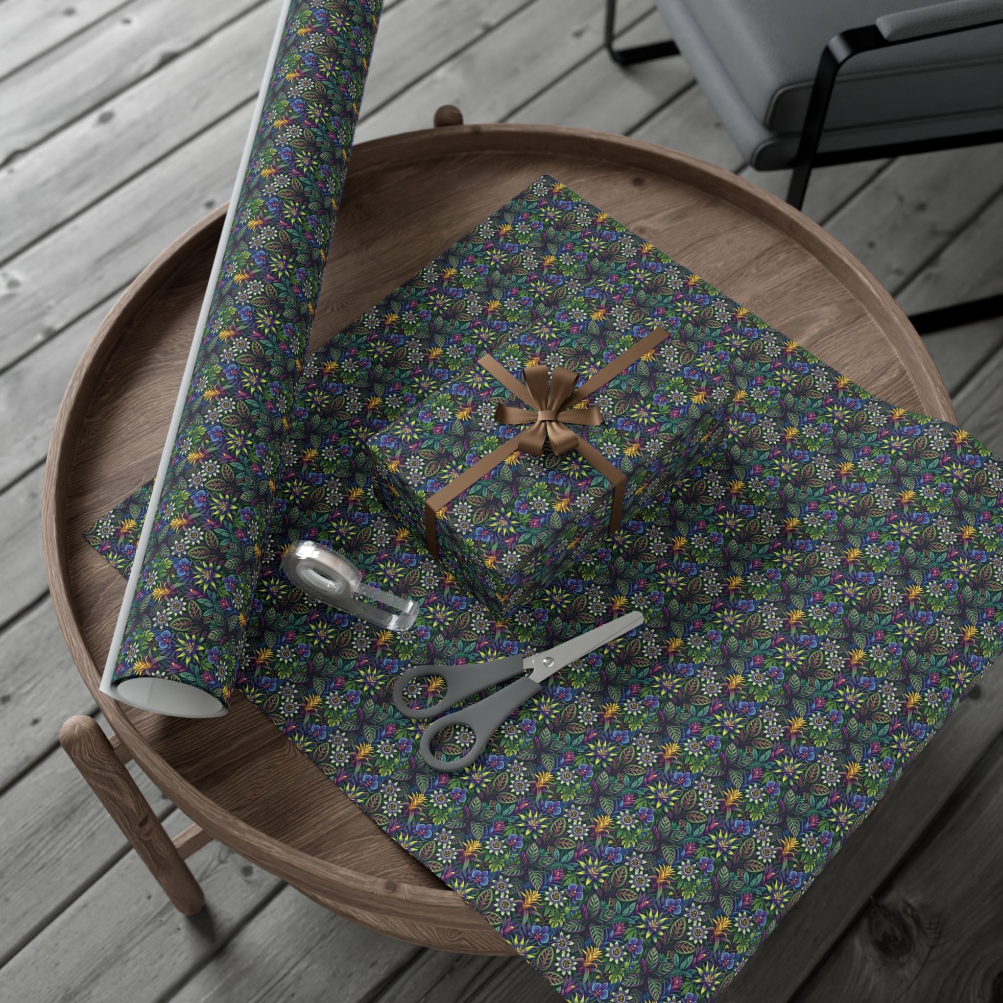 Dark Floral Pattern Gift Wrap Paper | Floral Wrapping Paper Roll