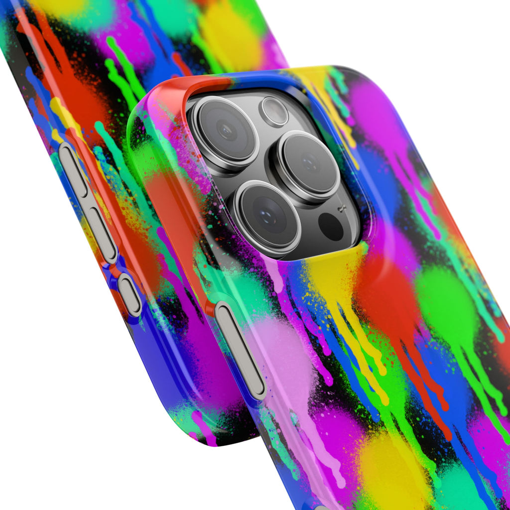 Colorful Drip Spray Paint Dots Slim Phone Case | Neon Graffiti Pattern