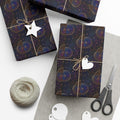 Celestial Mandala Pattern Gift Wrap Paper | Dark Starry Wrapping Paper