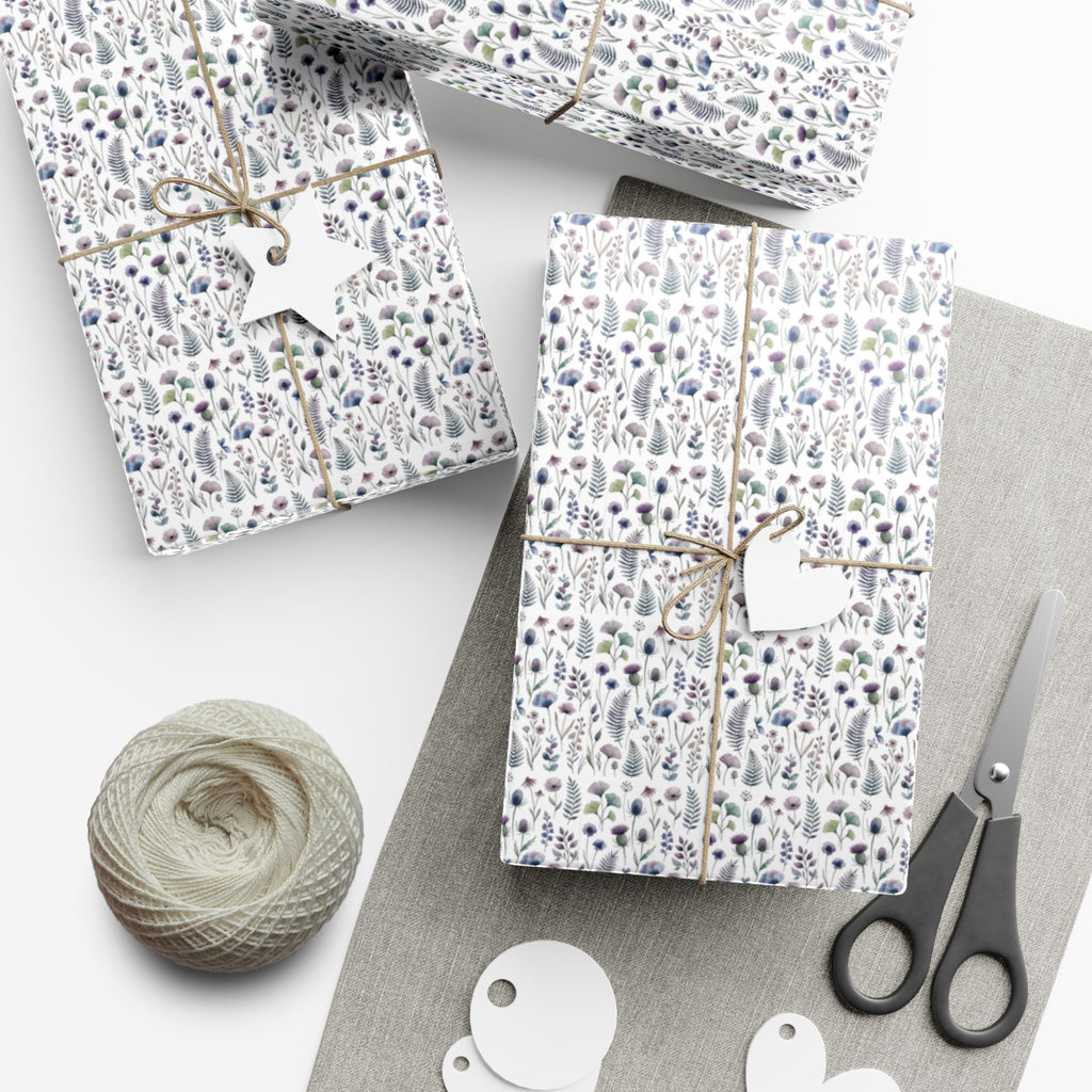 Tiny Lavender Floral Pattern Gift Wrap Paper | Neutral Botanical Wrapping
