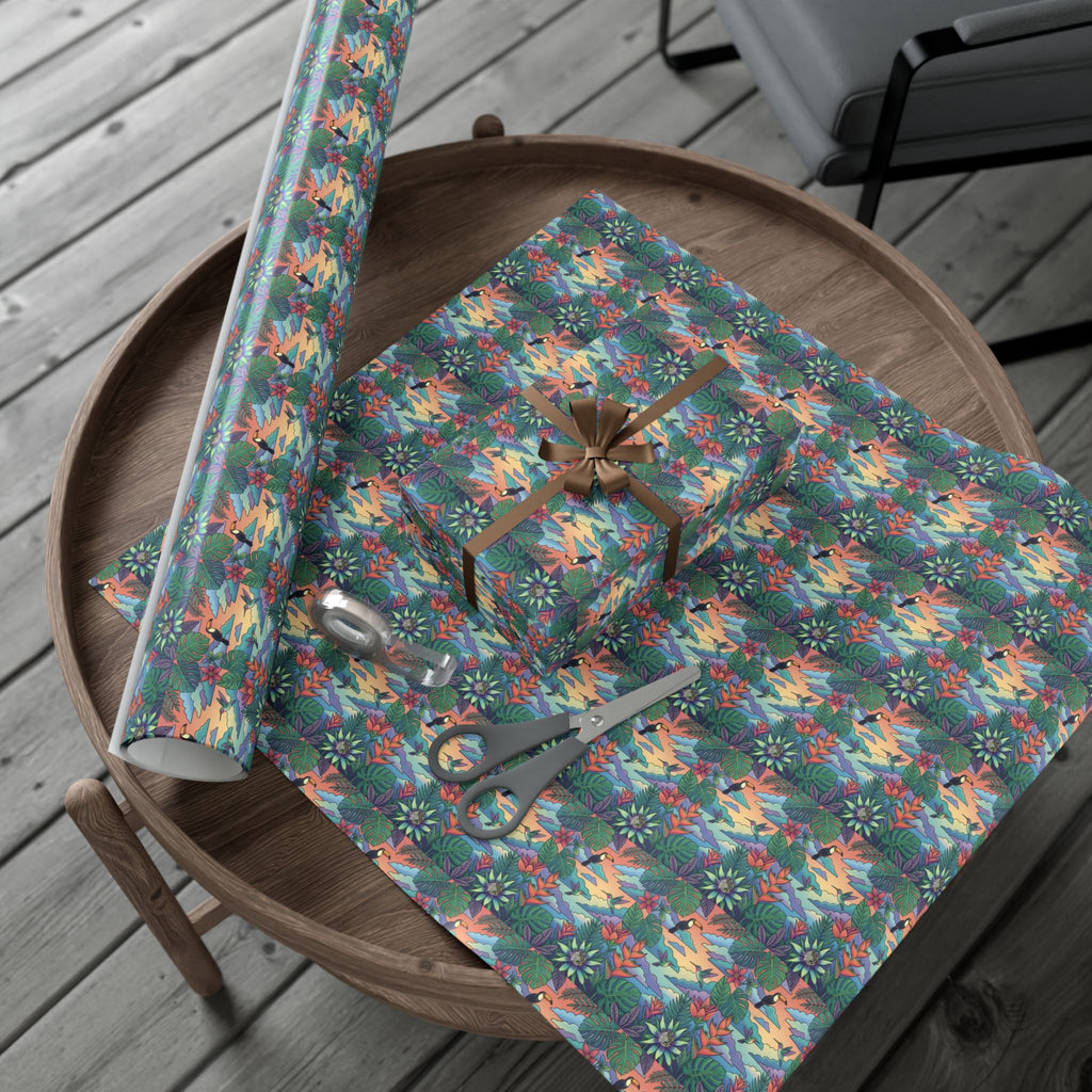 Tropical Floral Pattern Gift Wrap Papers | Botanical Jungle Wrapping Paper Roll